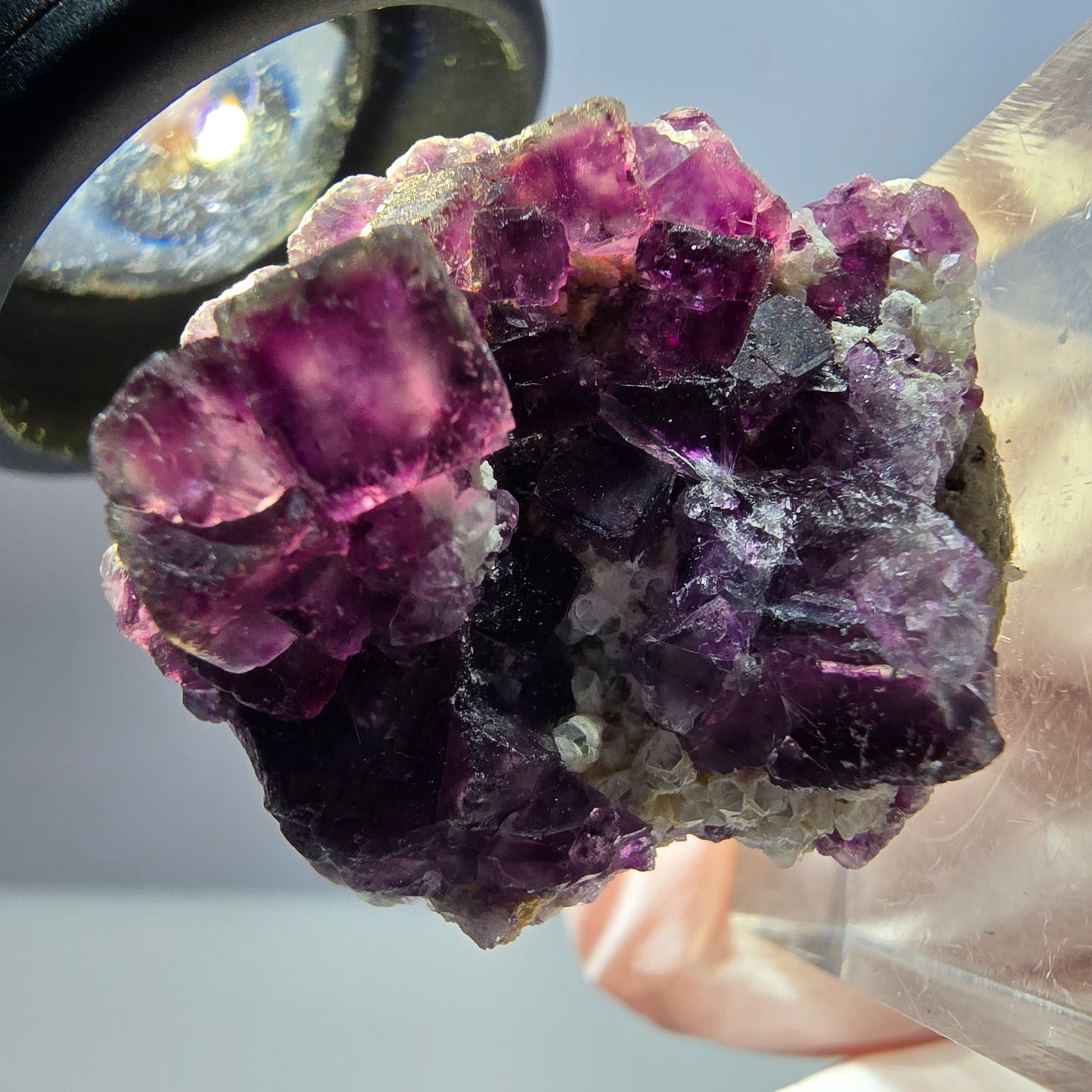 Seltene Phantom Fluorit Würfel, Quarz Stufe, lila Okorusu, Namibia 29*26*12mm