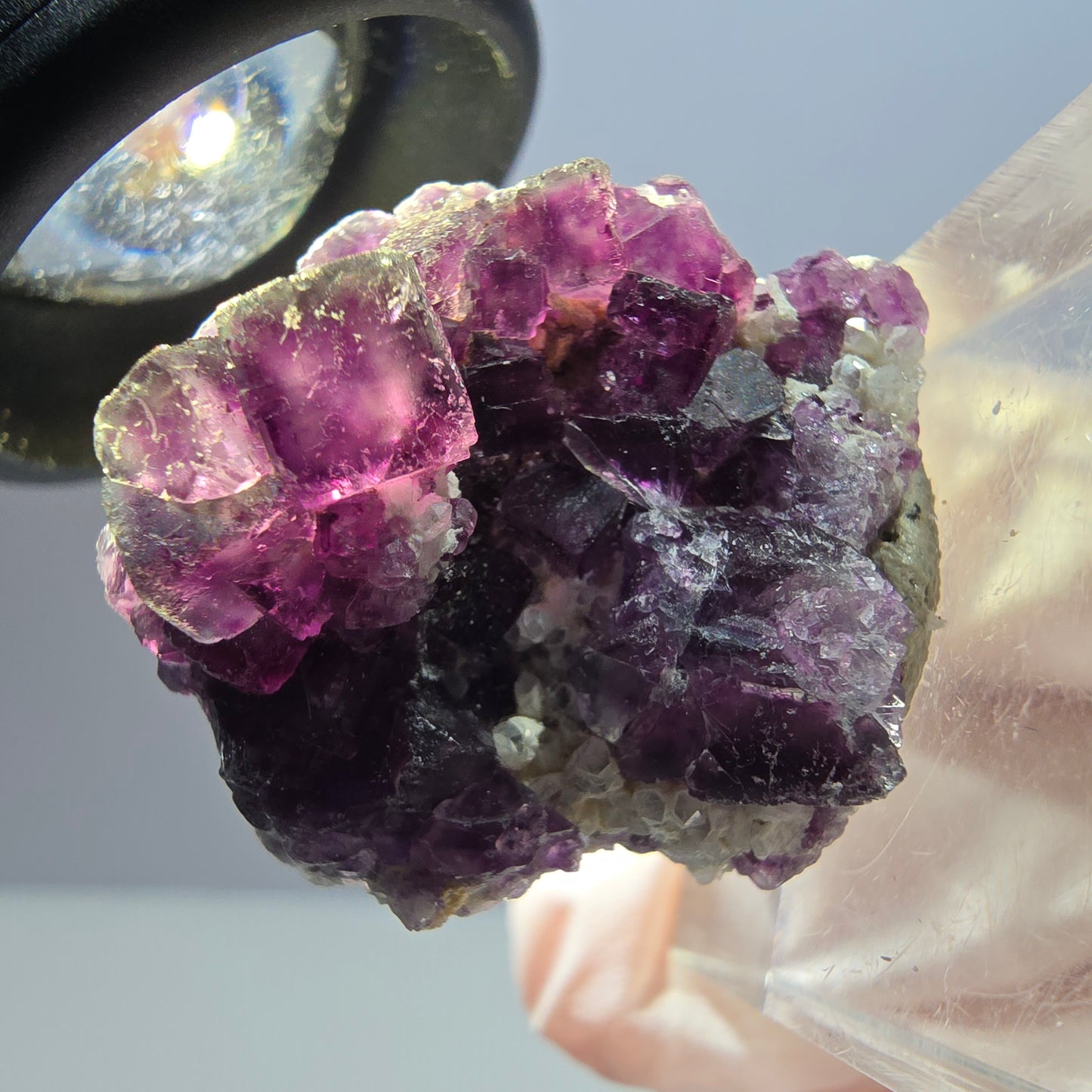 Seltene Phantom Fluorit Würfel, Quarz Stufe, lila Okorusu, Namibia 29*26*12mm