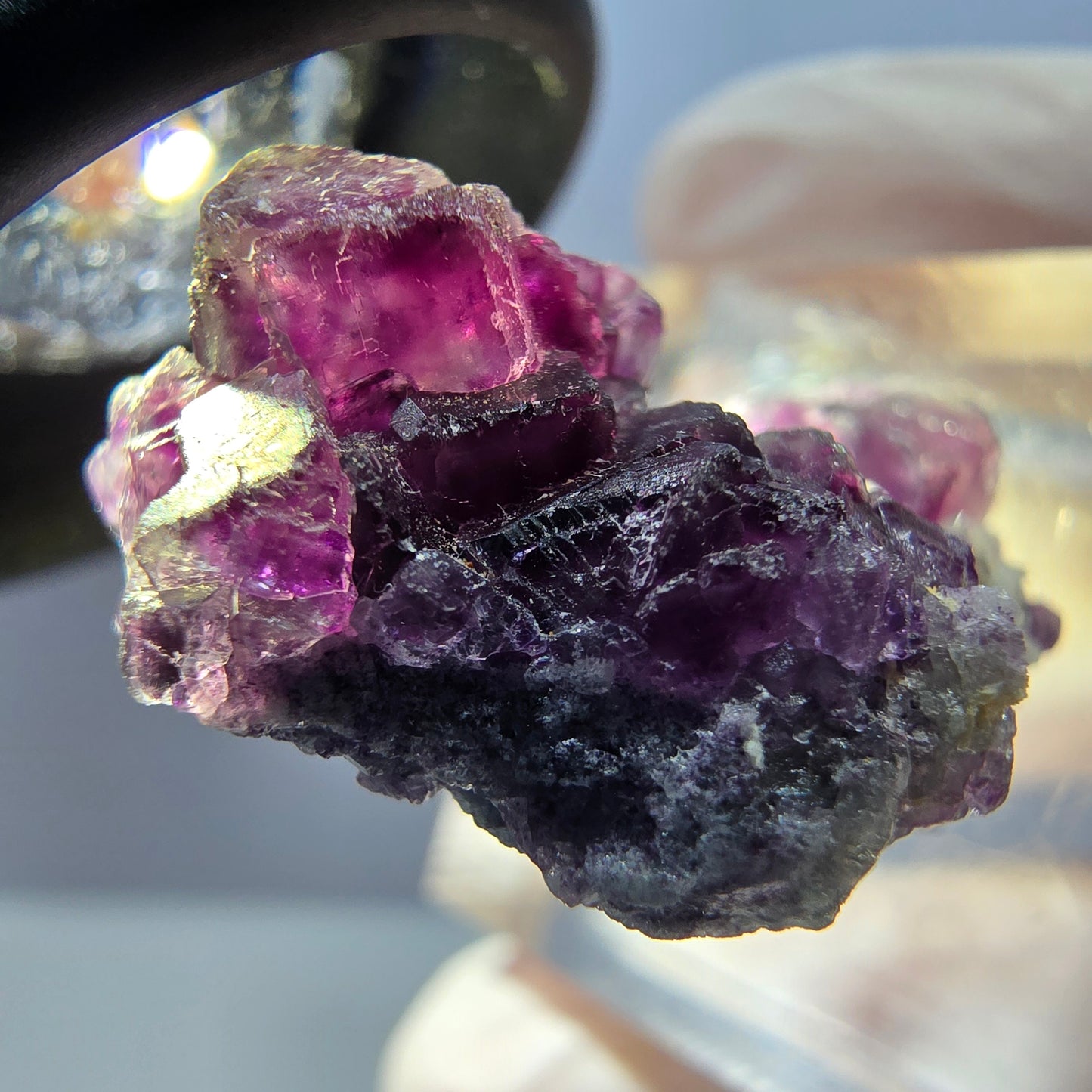 Seltene Phantom Fluorit Würfel, Quarz Stufe, lila Okorusu, Namibia 29*26*12mm