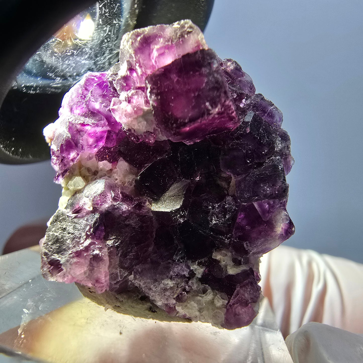 Seltene Phantom Fluorit Würfel, Quarz Stufe, lila Okorusu, Namibia 29*26*12mm
