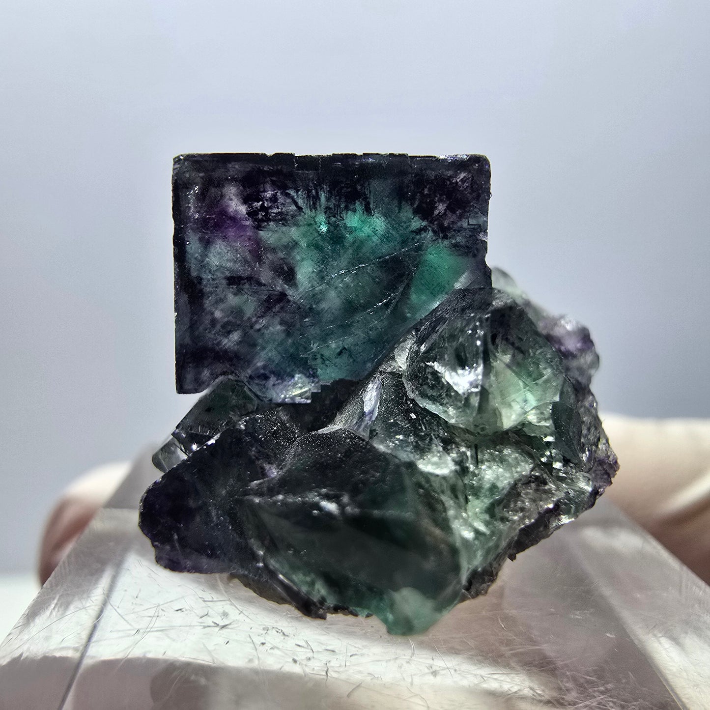 Seltene Phantom Fluorit Würfel Stufe, grün lila Okorusu, Namibia 24*20*17mm