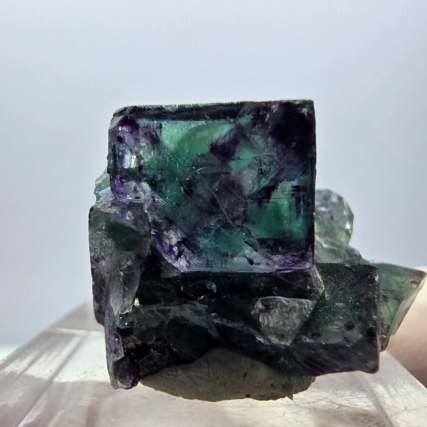 Seltene Phantom Fluorit Würfel Stufe, grün lila Okorusu, Namibia 24*20*17mm