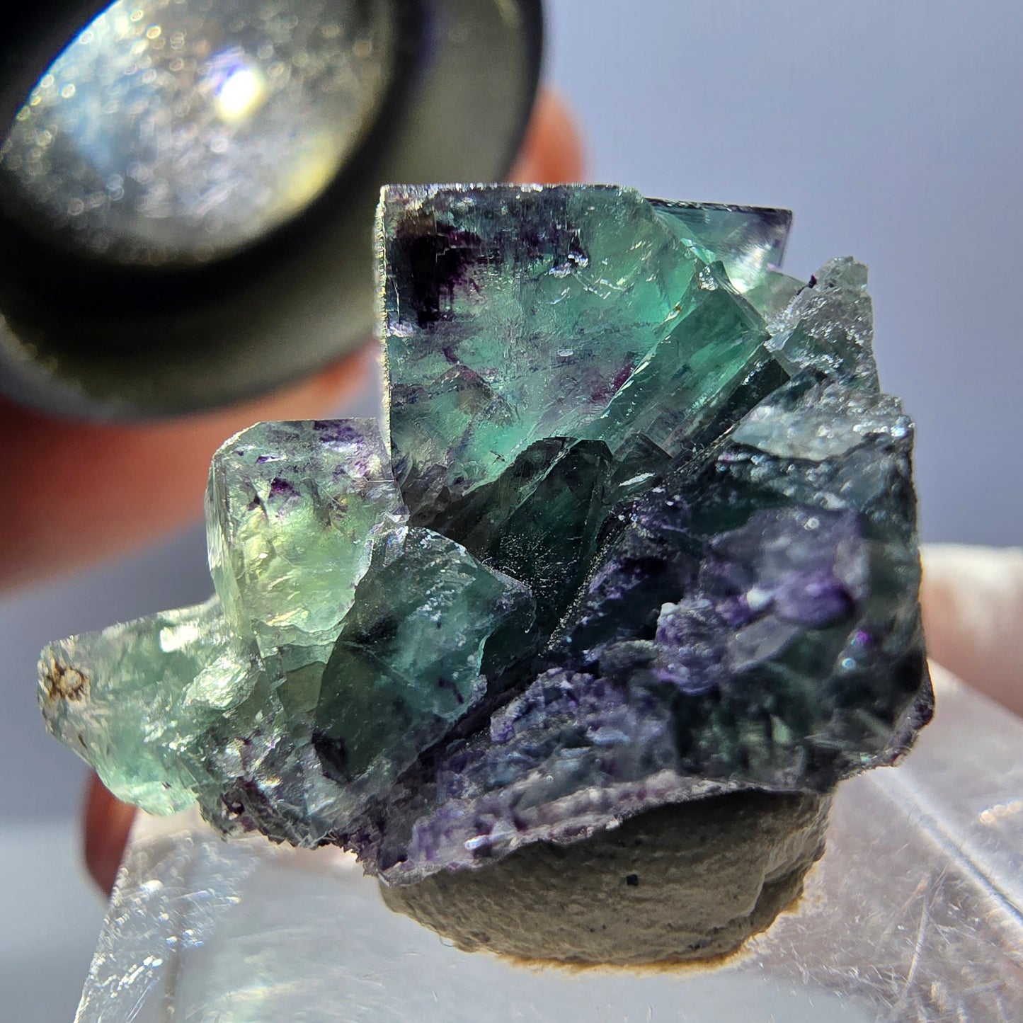 Seltene Phantom Fluorit Würfel Stufe, grün lila Okorusu, Namibia 24*20*17mm