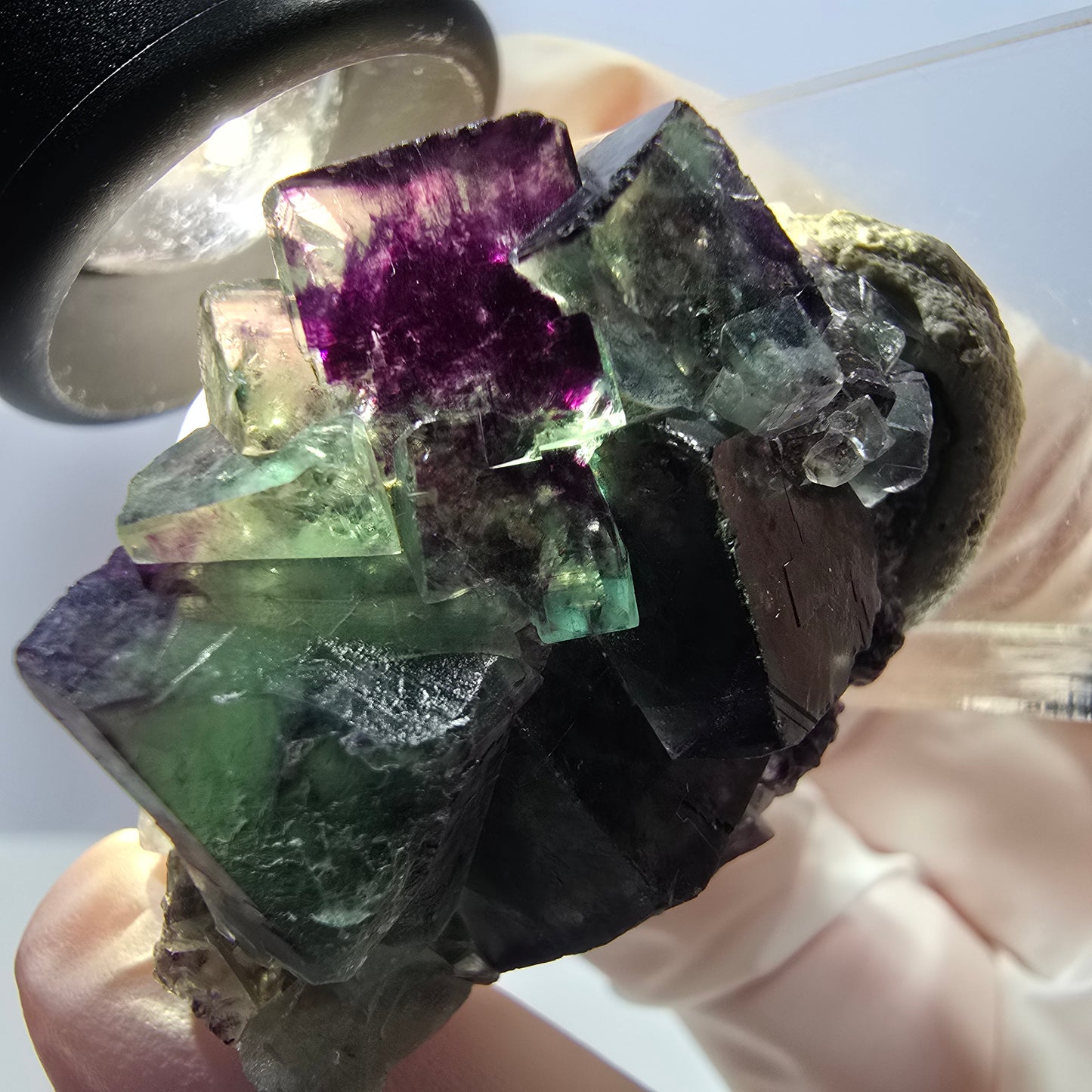 Seltene Phantom Fluorit Würfel Stufe, grün lila Okorusu, Namibia 35*34*17mm