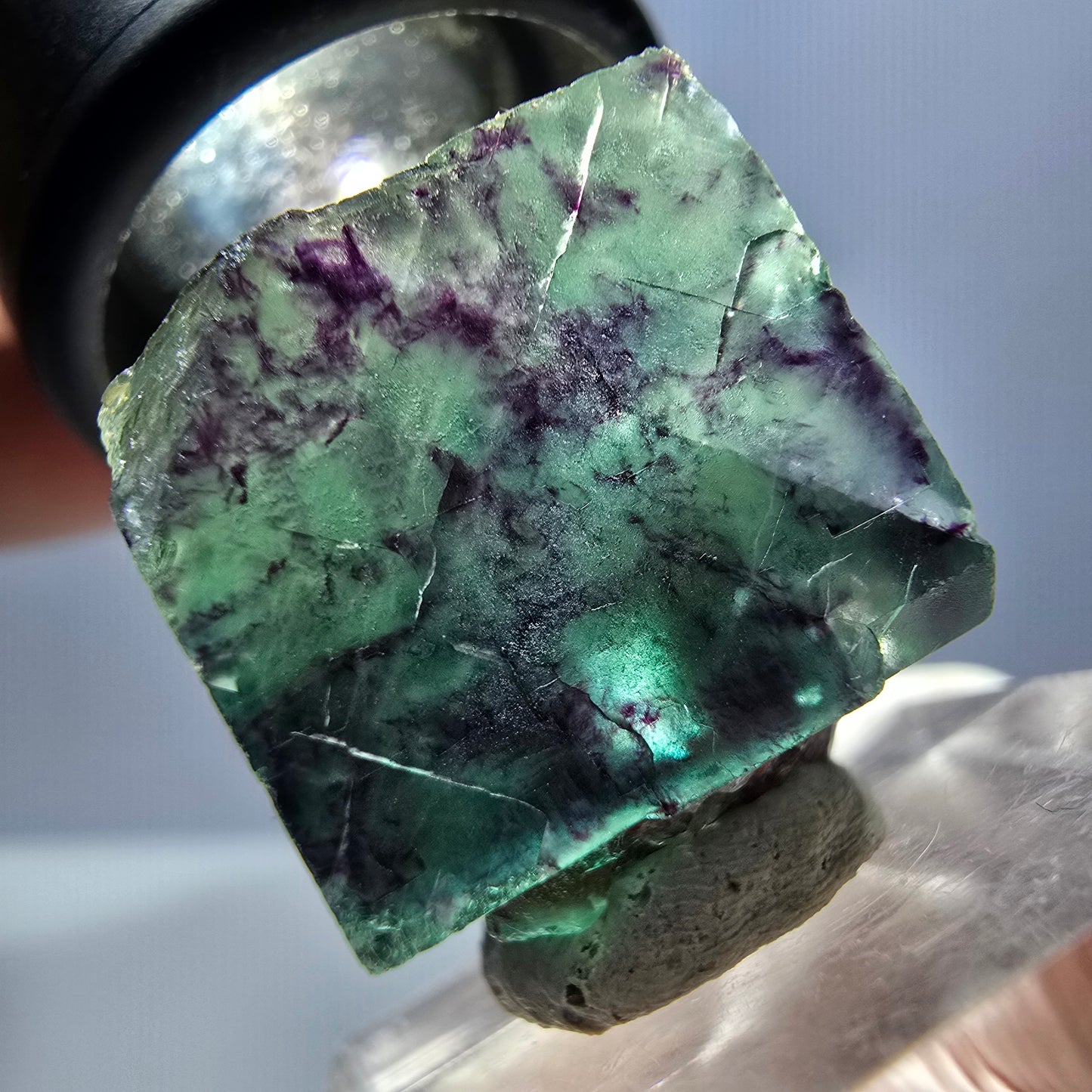Seltene Phantom Fluorit Würfel Stufe, grün lila Okorusu, Namibia 20*21*17mm