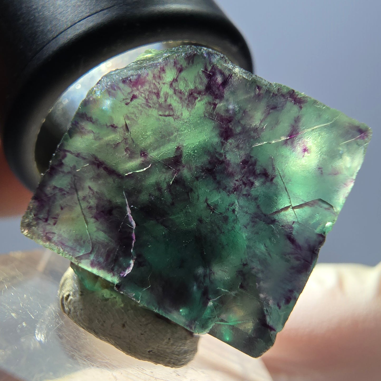 Seltene Phantom Fluorit Würfel Stufe, grün lila Okorusu, Namibia 20*21*17mm