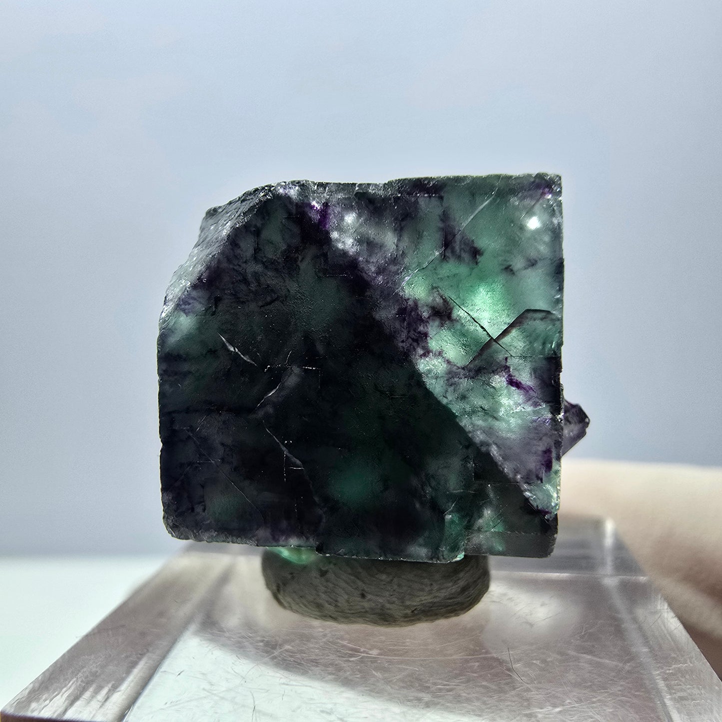 Seltene Phantom Fluorit Würfel Stufe, grün lila Okorusu, Namibia 20*21*17mm