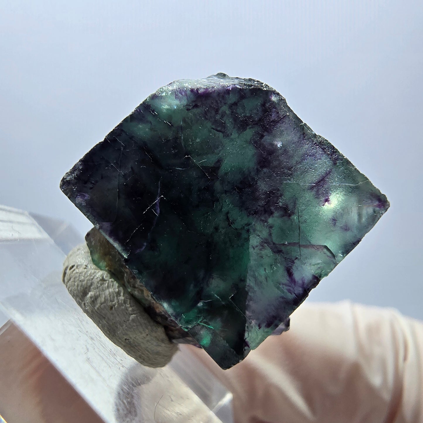 Seltene Phantom Fluorit Würfel Stufe, grün lila Okorusu, Namibia 20*21*17mm