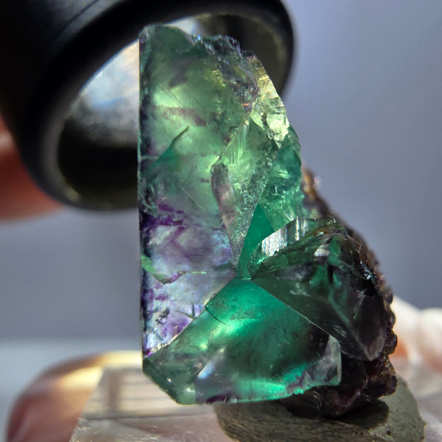 Seltene Phantom Fluorit Würfel Stufe, grün lila Okorusu, Namibia 20*21*17mm
