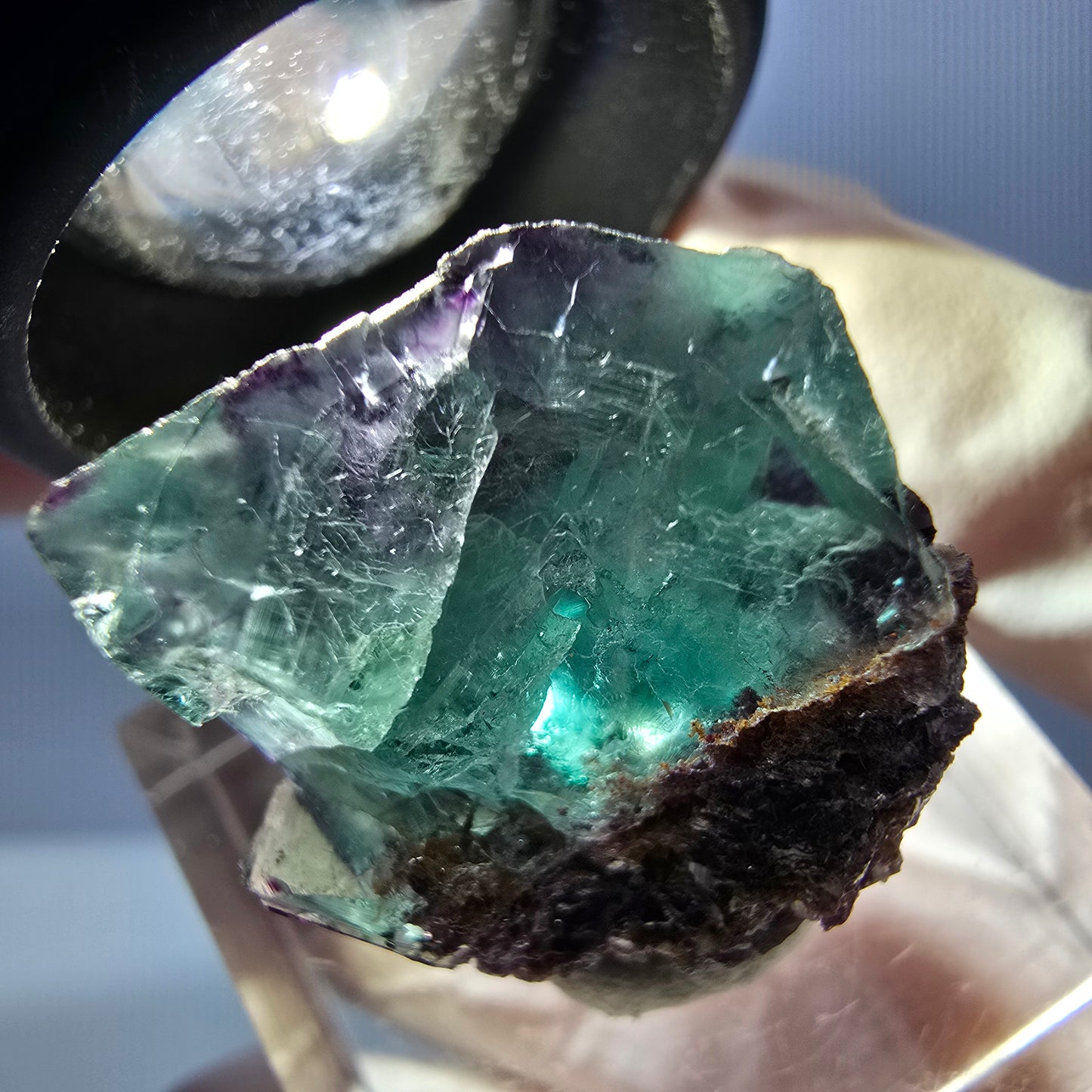Seltene Phantom Fluorit Würfel Stufe, grün lila Okorusu, Namibia 20*21*17mm