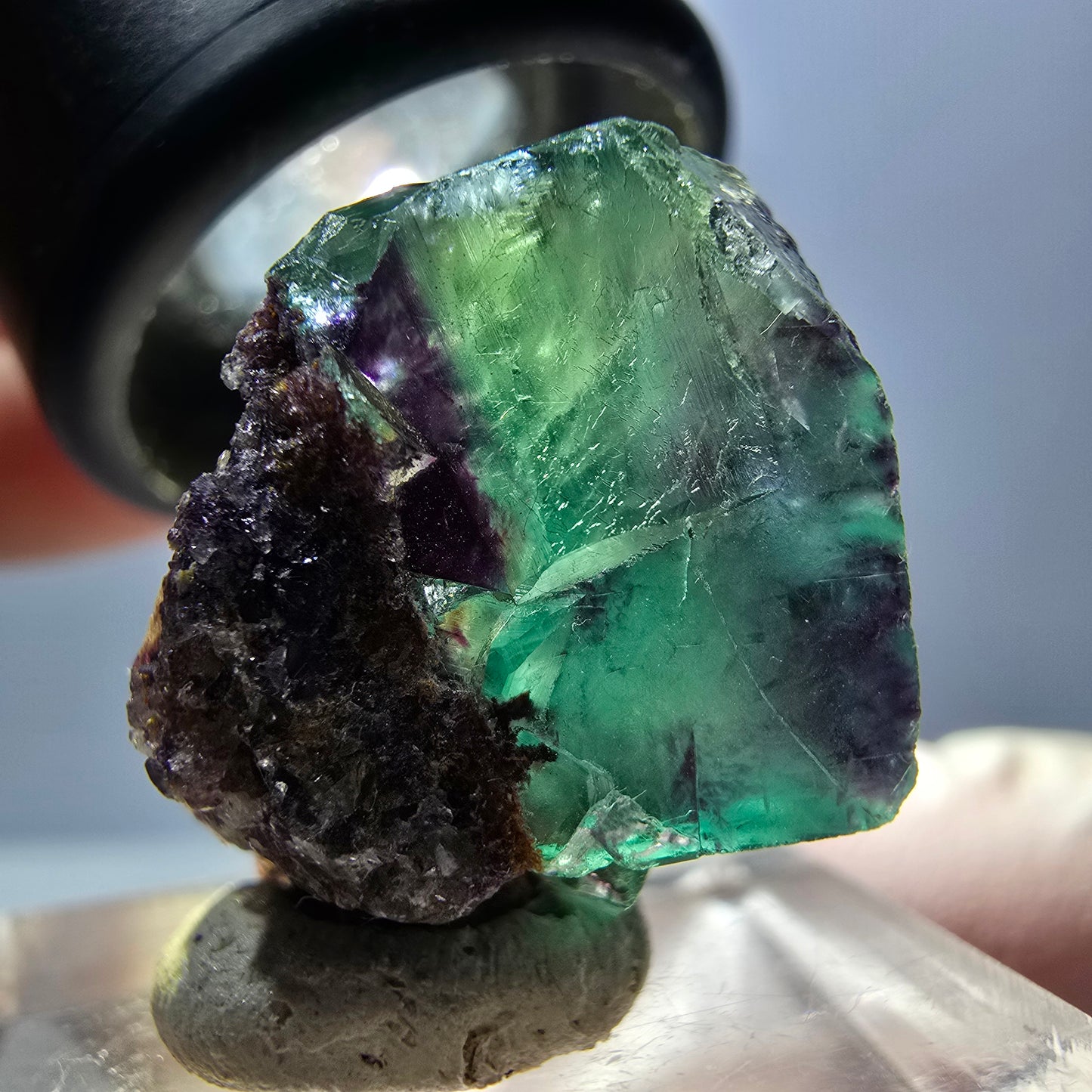 Seltene Phantom Fluorit Würfel Stufe, grün lila Okorusu, Namibia 20*21*17mm