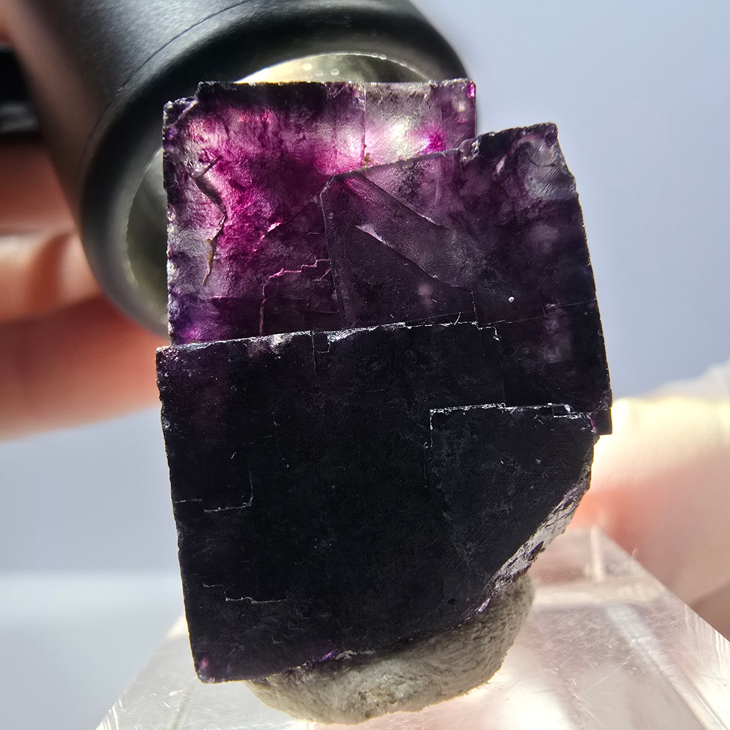 Seltene Phantom Fluorit Würfel Stufe, grün lila Okorusu, Namibia 26*21*20mm