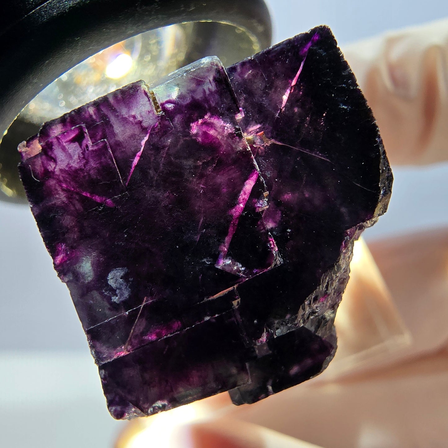 Seltene Phantom Fluorit Würfel Stufe, grün lila Okorusu, Namibia 26*21*20mm