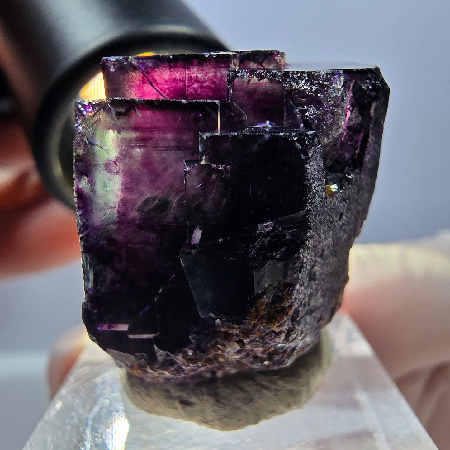 Seltene Phantom Fluorit Würfel Stufe, grün lila Okorusu, Namibia 26*21*20mm