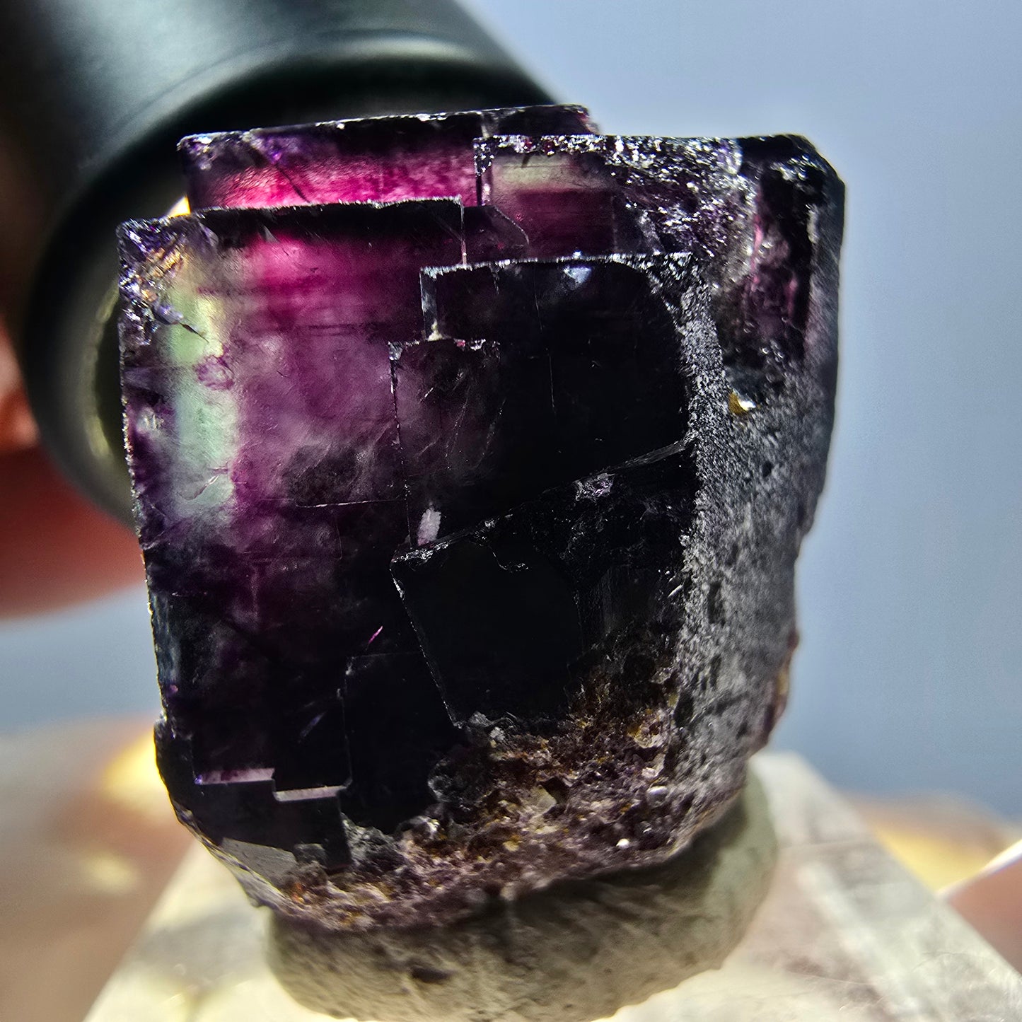 Seltene Phantom Fluorit Würfel Stufe, grün lila Okorusu, Namibia 26*21*20mm