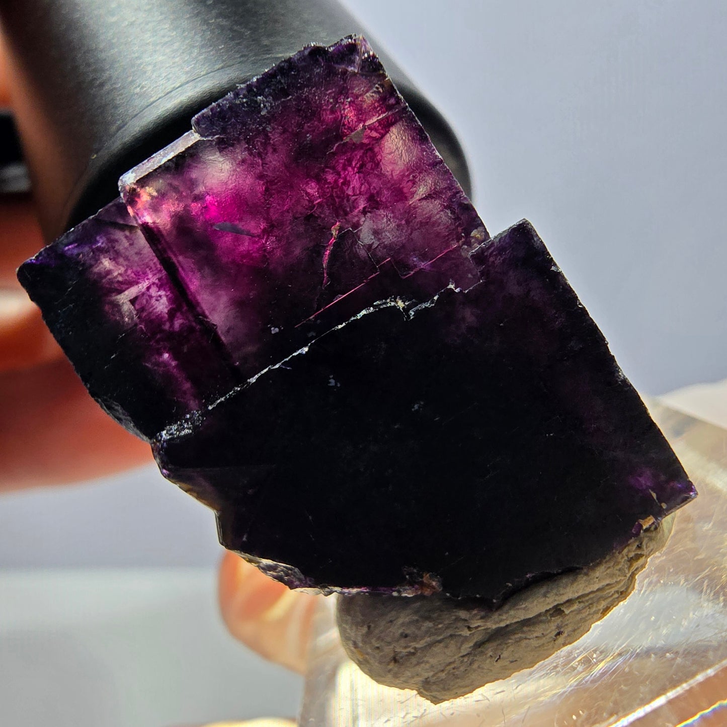 Seltene Phantom Fluorit Würfel Stufe, grün lila Okorusu, Namibia 26*21*20mm