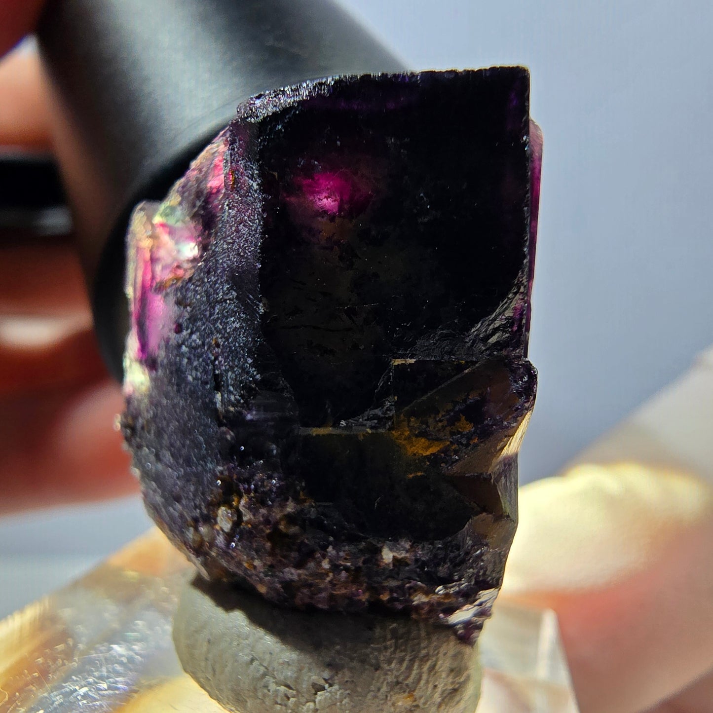 Seltene Phantom Fluorit Würfel Stufe, grün lila Okorusu, Namibia 26*21*20mm