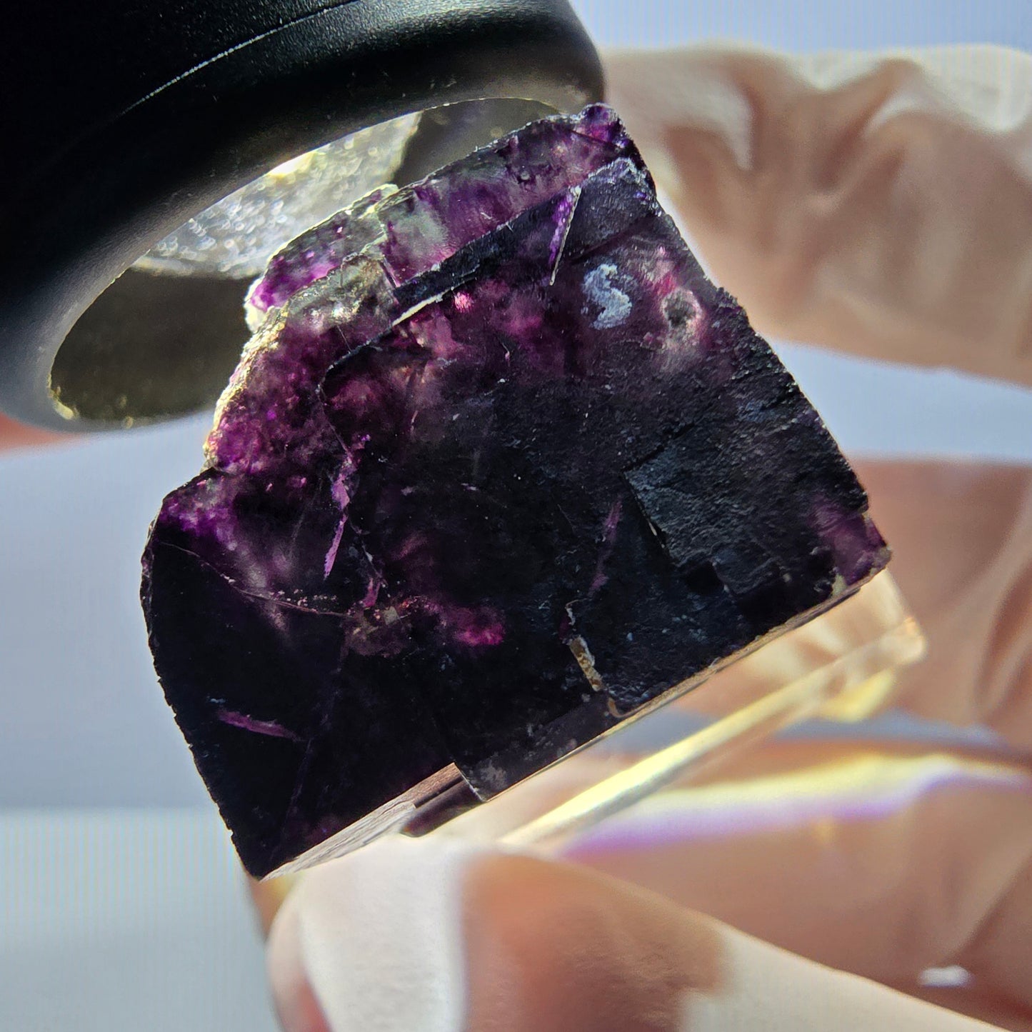 Seltene Phantom Fluorit Würfel Stufe, grün lila Okorusu, Namibia 26*21*20mm
