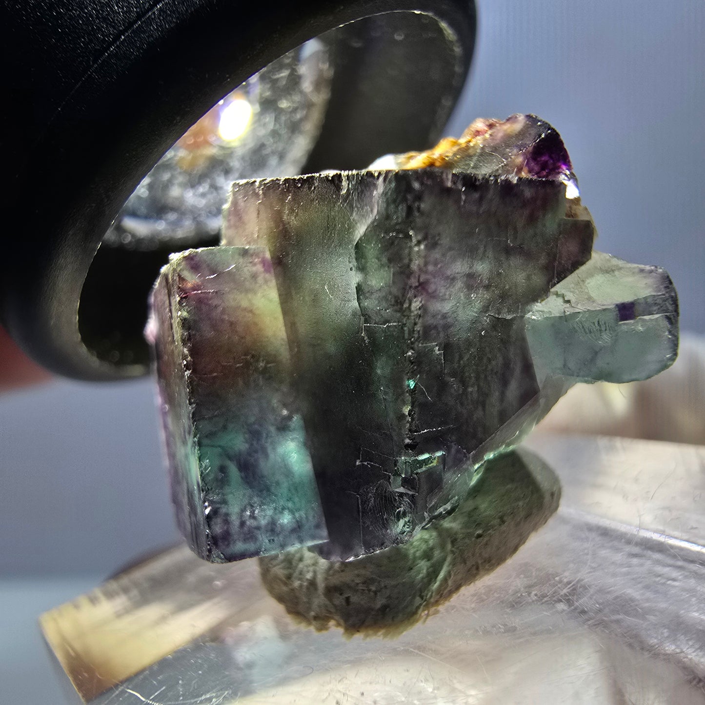 Seltene Phantom Fluorit Würfel Stufe, grün lila Okorusu, Namibia 24*17*14mm