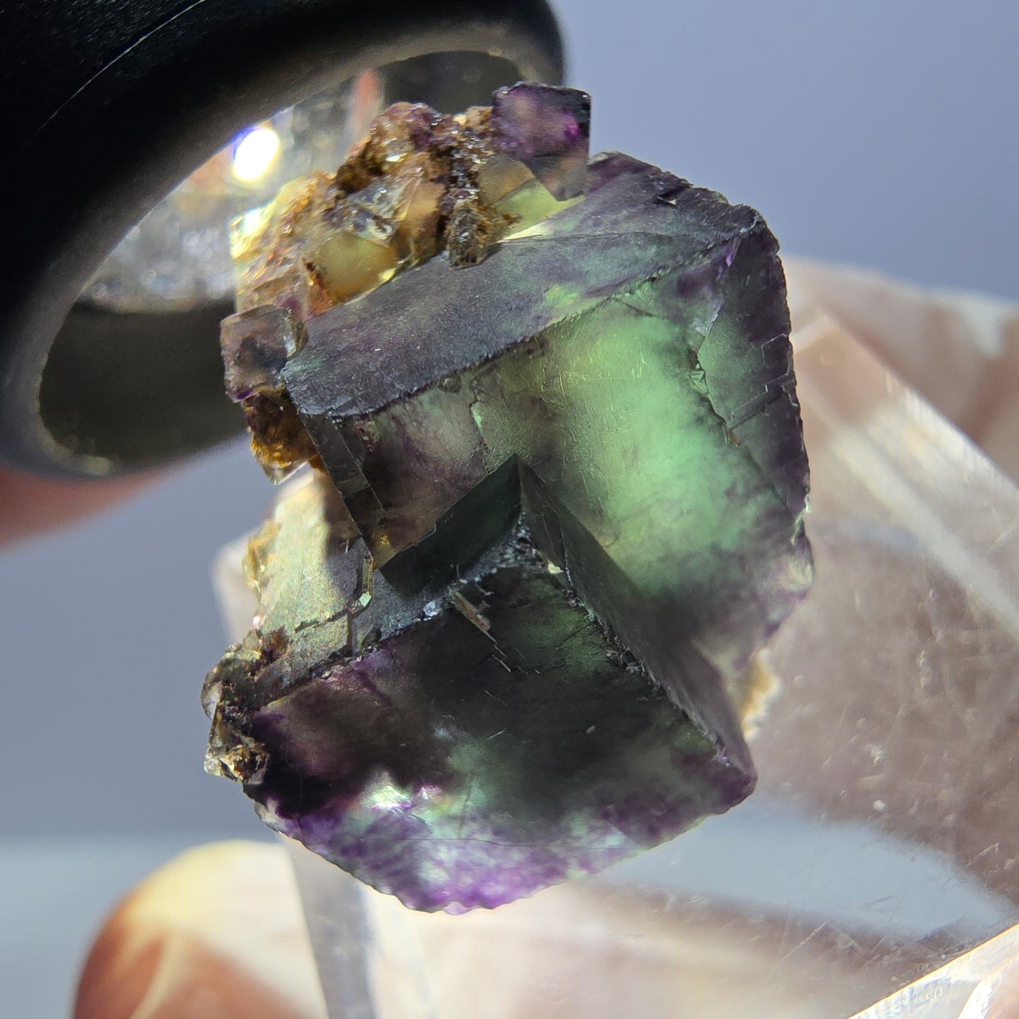 Seltene Phantom Fluorit Würfel Stufe, grün lila Okorusu, Namibia 24*17*14mm