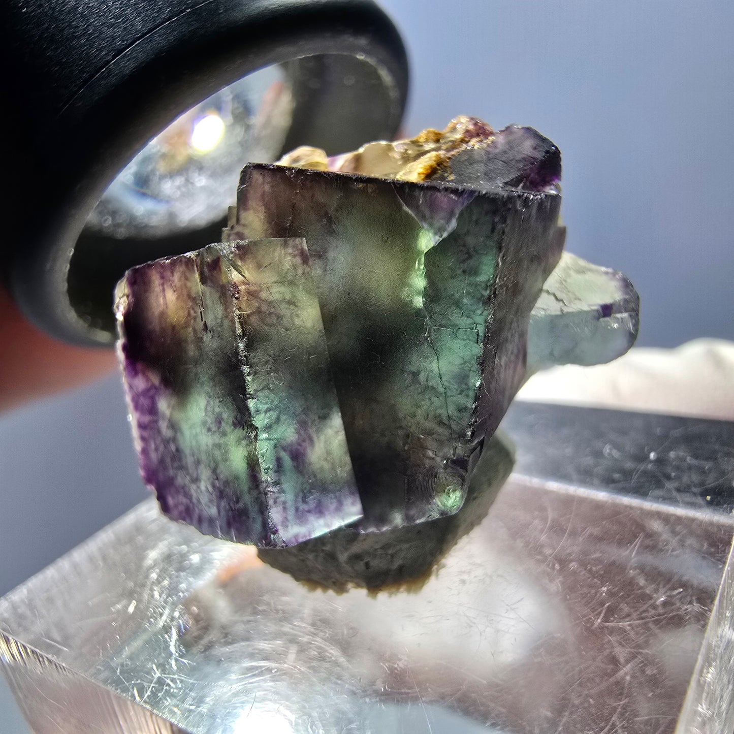 Seltene Phantom Fluorit Würfel Stufe, grün lila Okorusu, Namibia 24*17*14mm