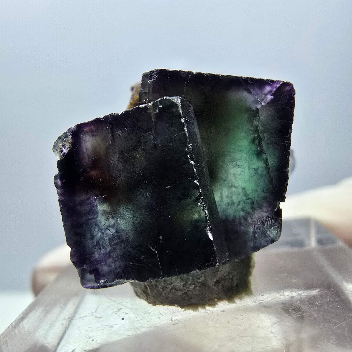 Seltene Phantom Fluorit Würfel Stufe, grün lila Okorusu, Namibia 24*17*14mm