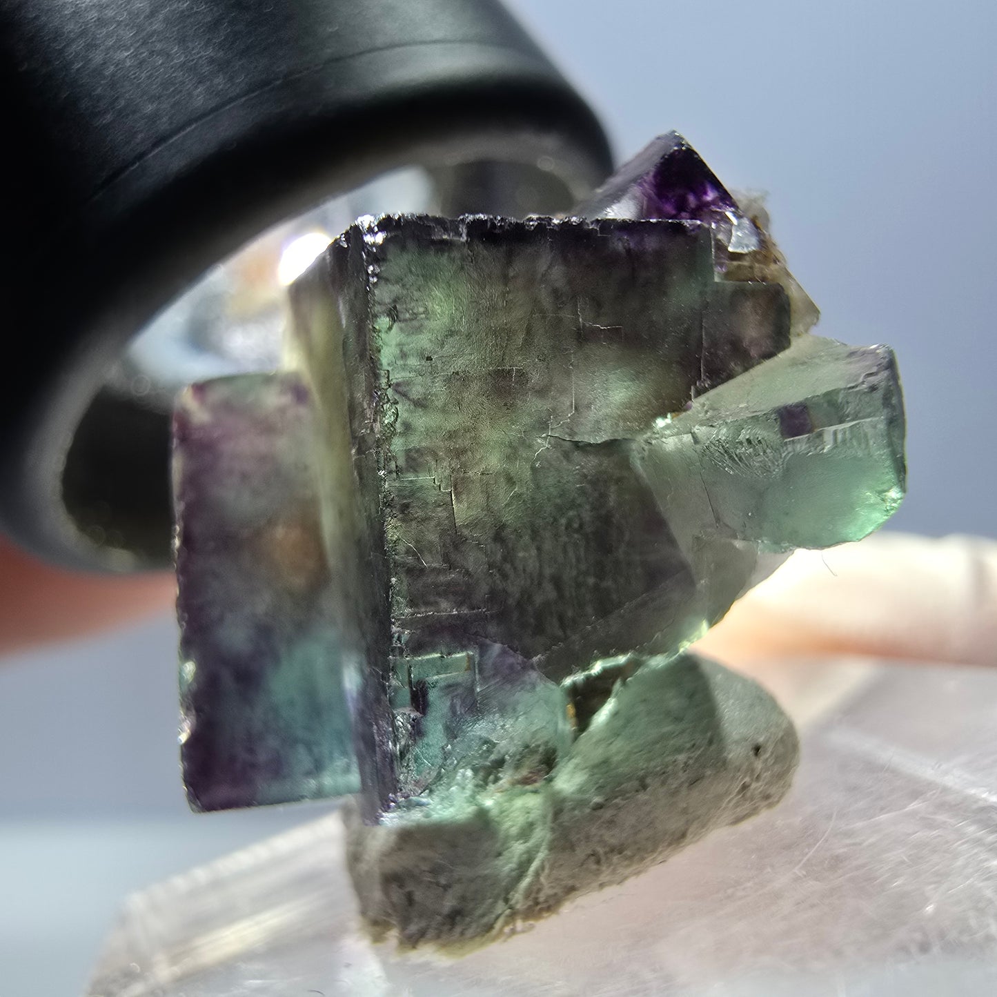 Seltene Phantom Fluorit Würfel Stufe, grün lila Okorusu, Namibia 24*17*14mm