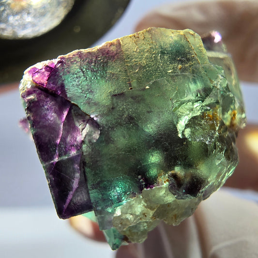 Seltene Phantom Fluorit Würfel Stufe, grün lila Okorusu, Namibia 35*29*19mm