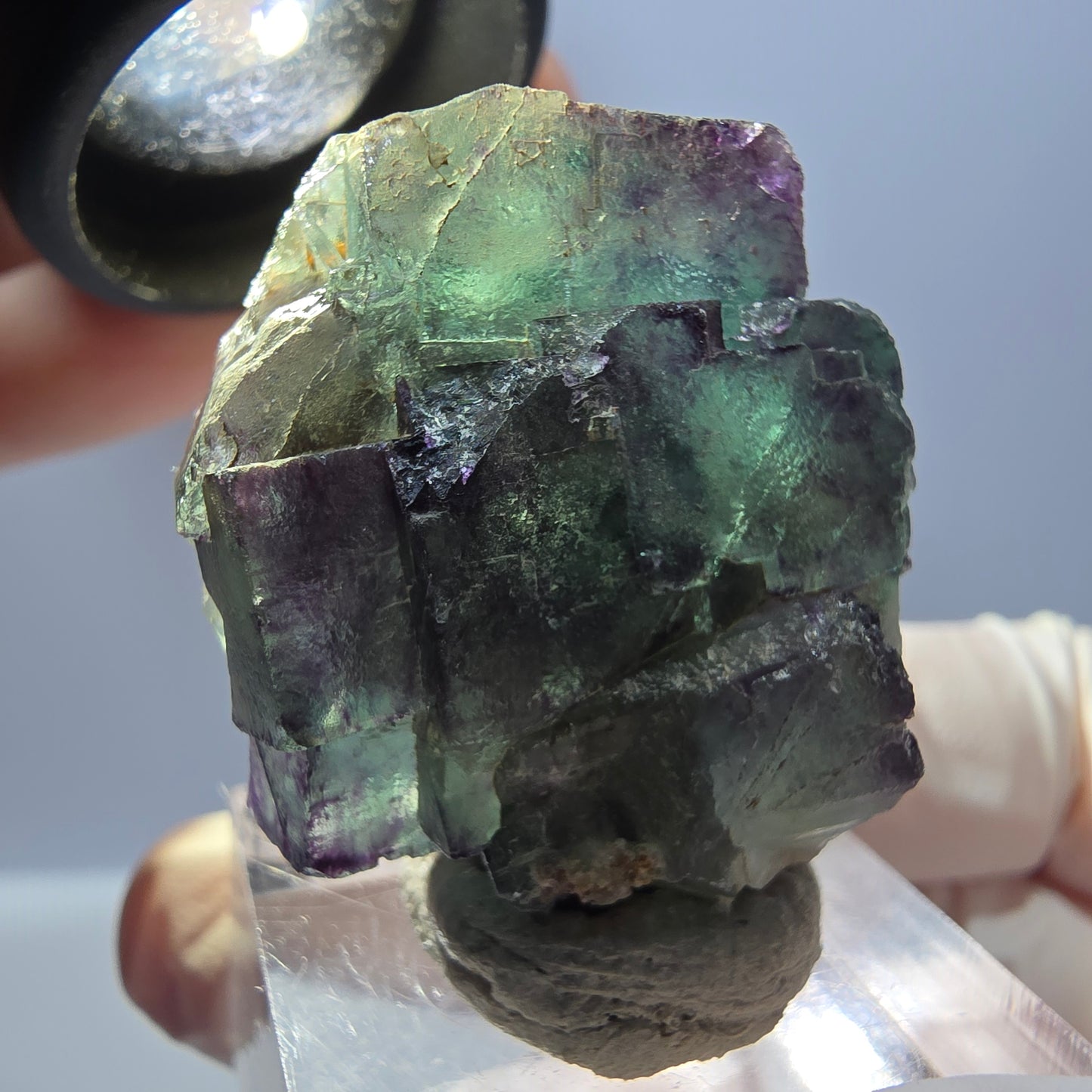 Seltene Phantom Fluorit Würfel Stufe, grün lila Okorusu, Namibia 35*29*19mm