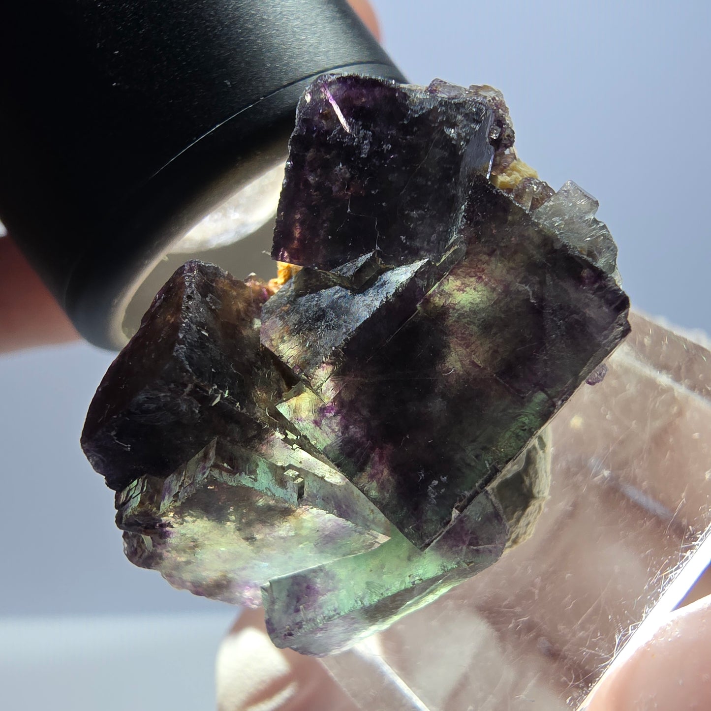 Seltene Phantom Fluorit Würfel Stufe, grün lila Okorusu, Namibia 32*22*15mm