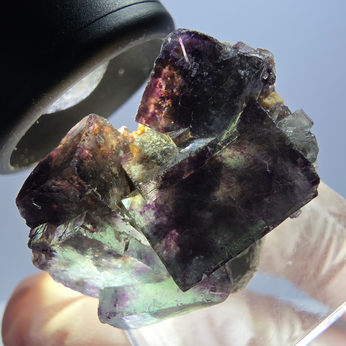 Seltene Phantom Fluorit Würfel Stufe, grün lila Okorusu, Namibia 32*22*15mm