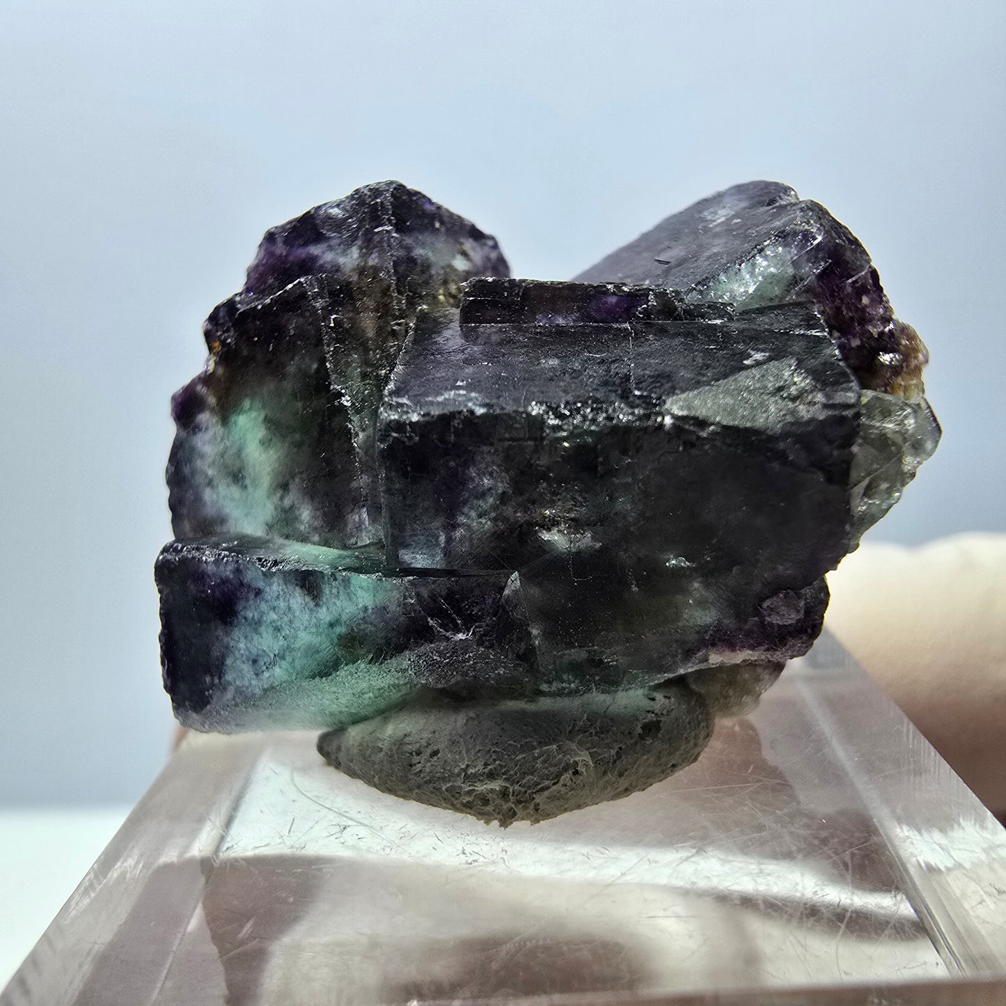 Seltene Phantom Fluorit Würfel Stufe, grün lila Okorusu, Namibia 32*22*15mm