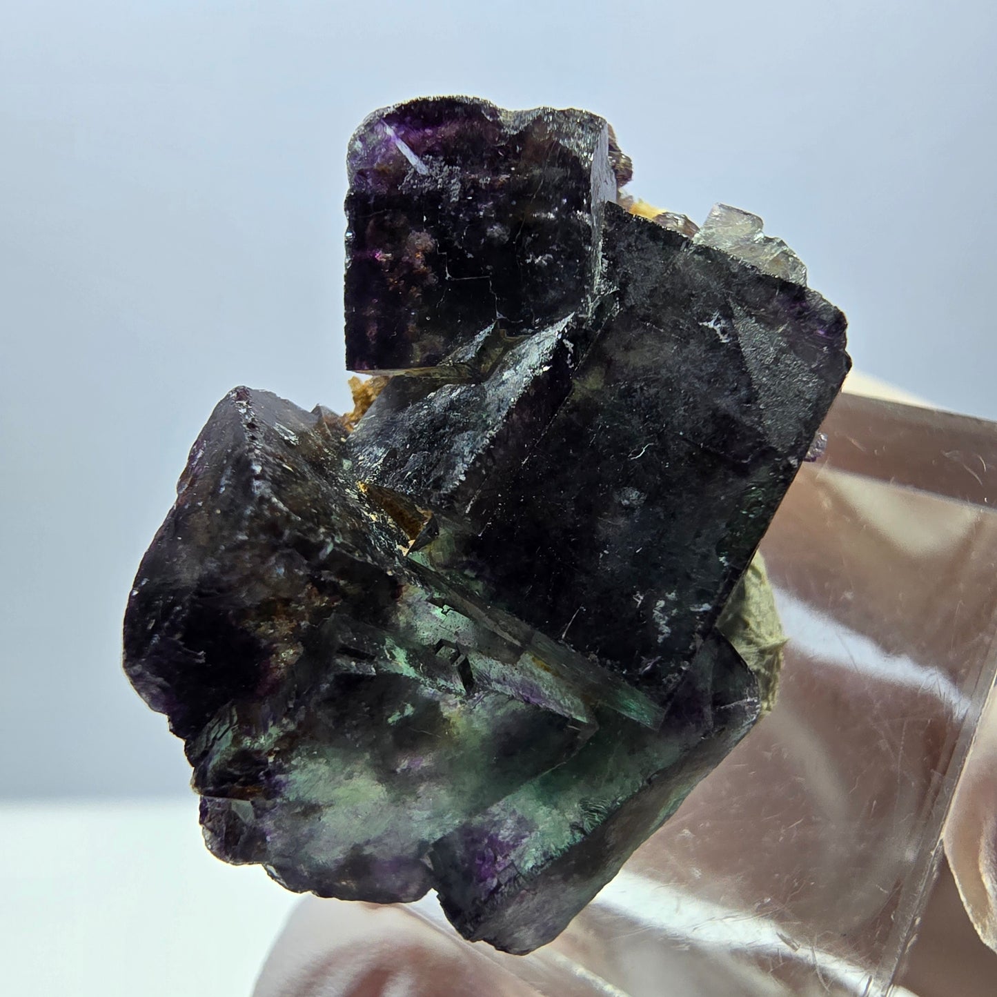 Seltene Phantom Fluorit Würfel Stufe, grün lila Okorusu, Namibia 32*22*15mm