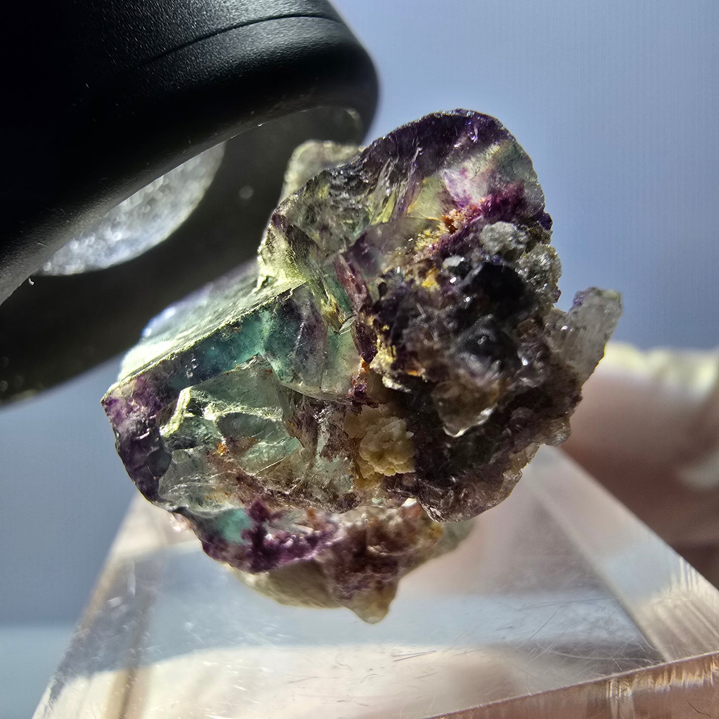 Seltene Phantom Fluorit Würfel Stufe, grün lila Okorusu, Namibia 32*22*15mm