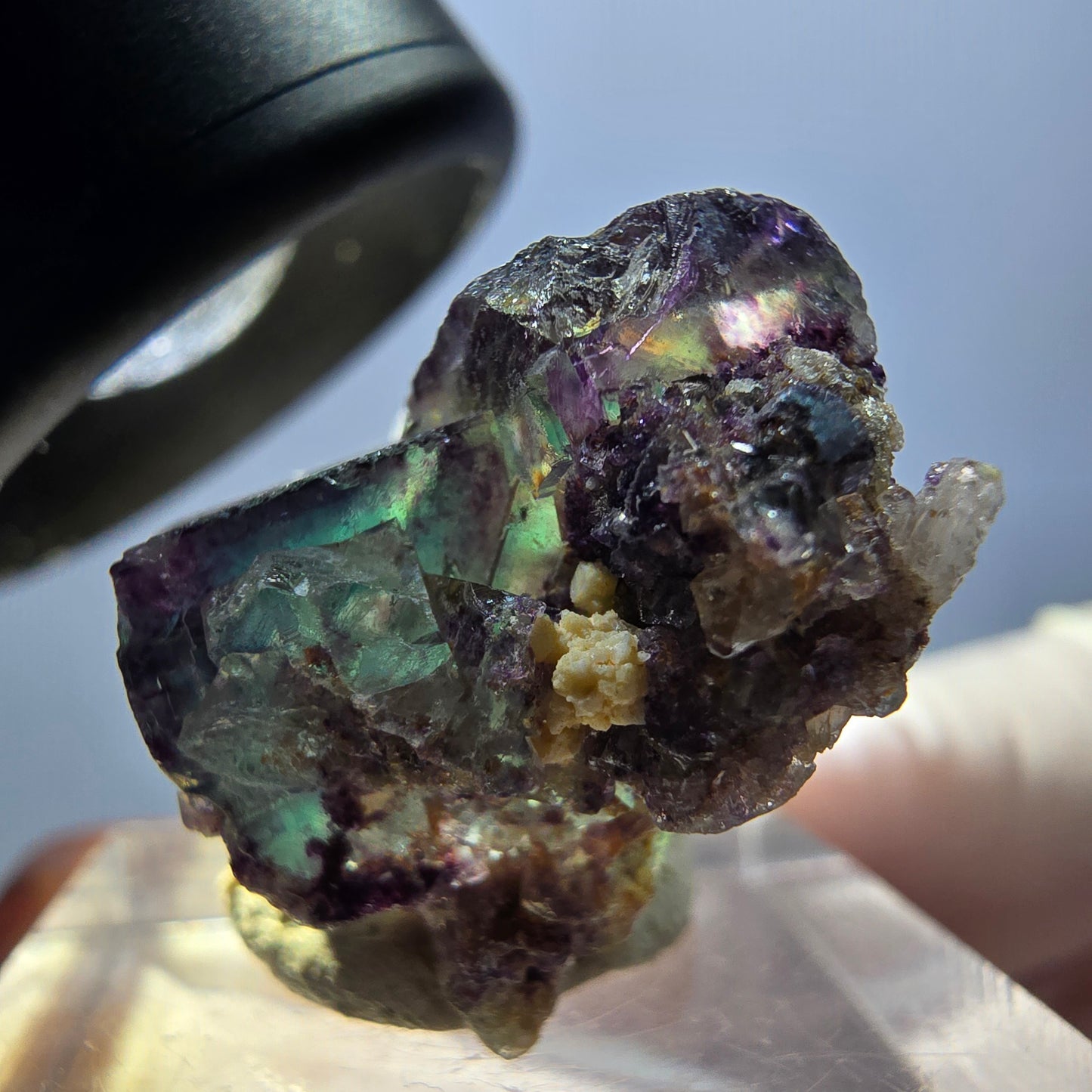 Seltene Phantom Fluorit Würfel Stufe, grün lila Okorusu, Namibia 32*22*15mm