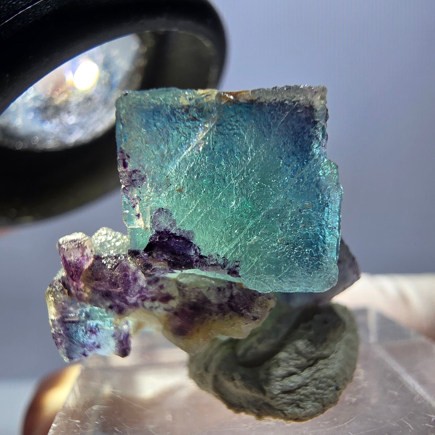 Seltene Phantom Fluorit Würfel Stufe, grün lila Okorusu, Namibia 24*18*12mm