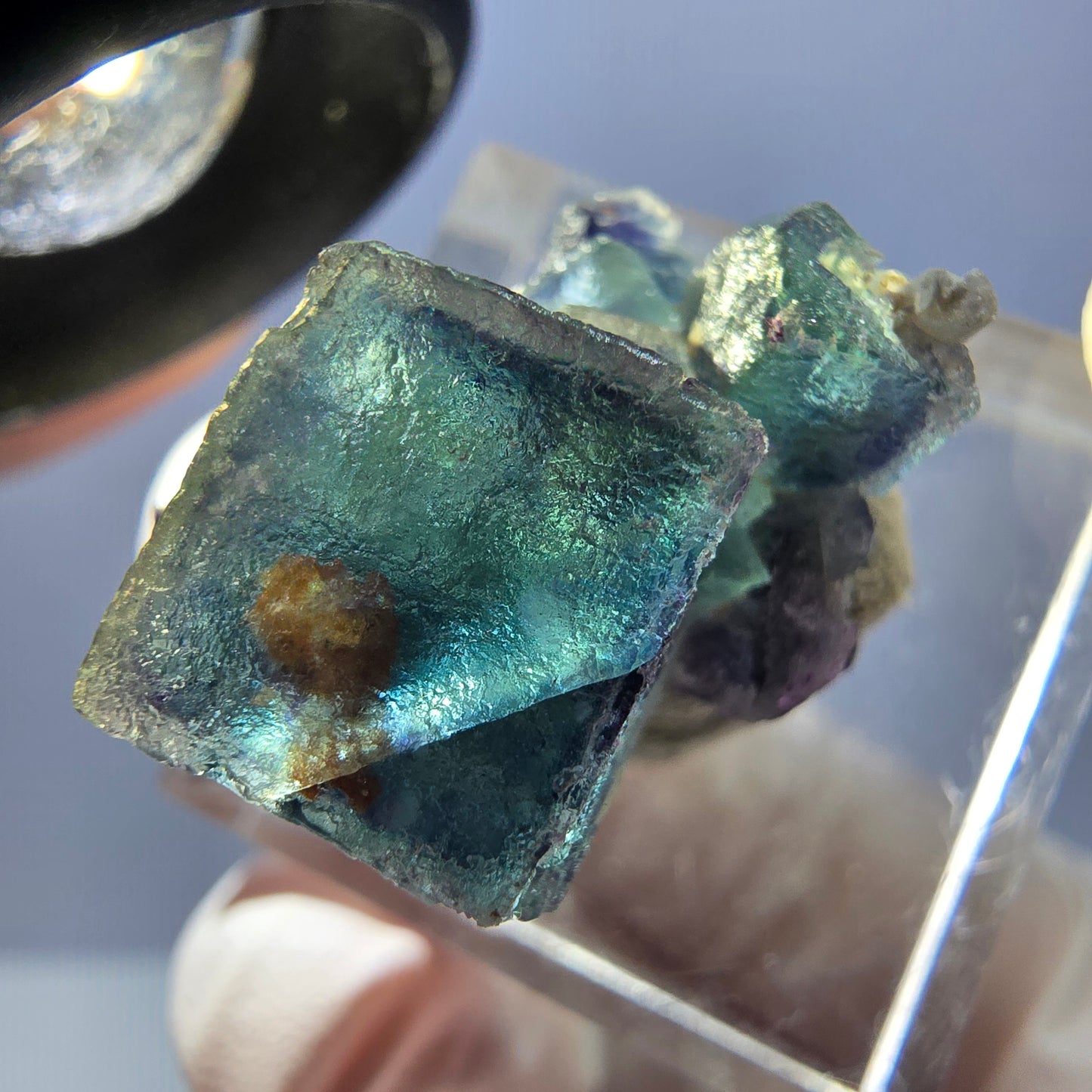 Seltene Phantom Fluorit Würfel Stufe, grün lila Okorusu, Namibia 24*18*12mm