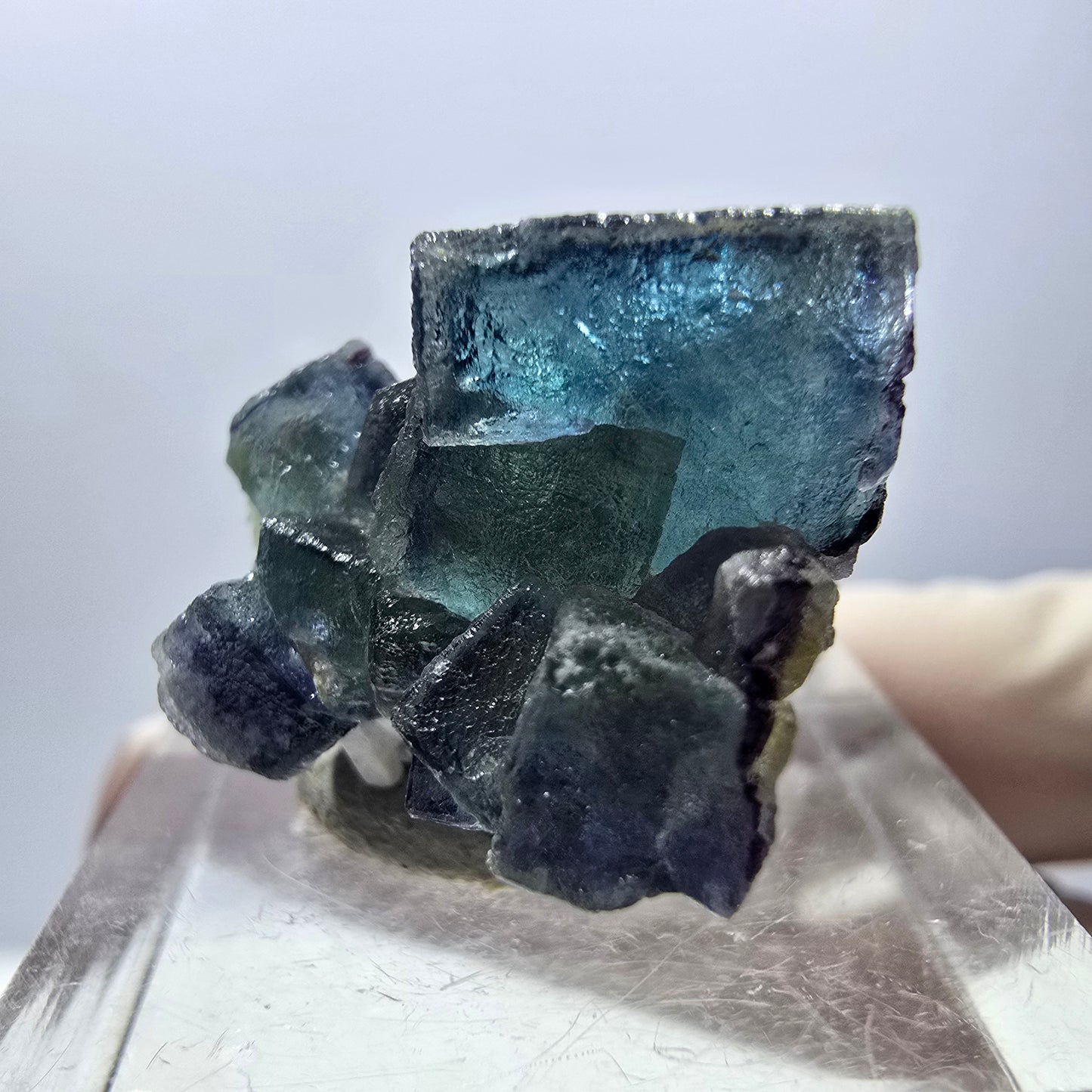 Seltene Phantom Fluorit Würfel Stufe, grün lila Okorusu, Namibia 24*18*12mm