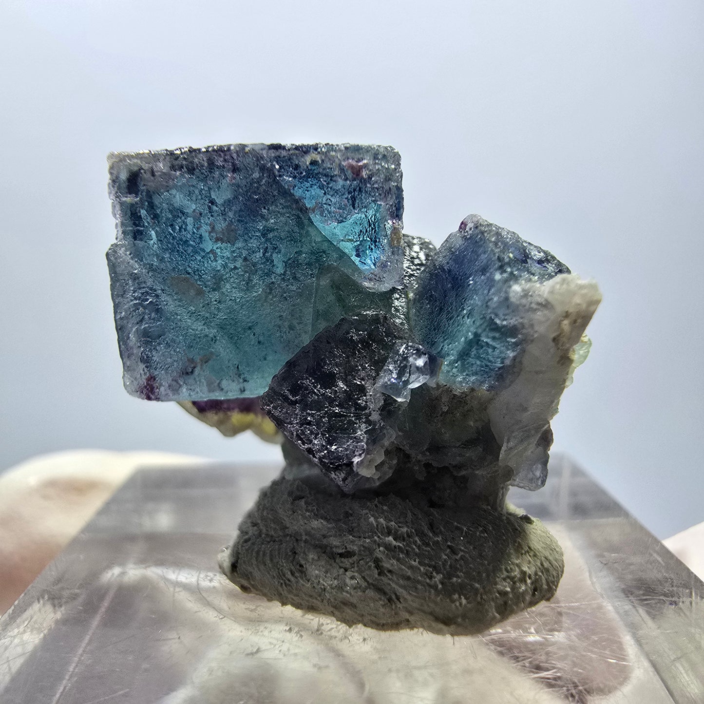 Seltene Phantom Fluorit Würfel Stufe, grün lila Okorusu, Namibia 24*18*12mm