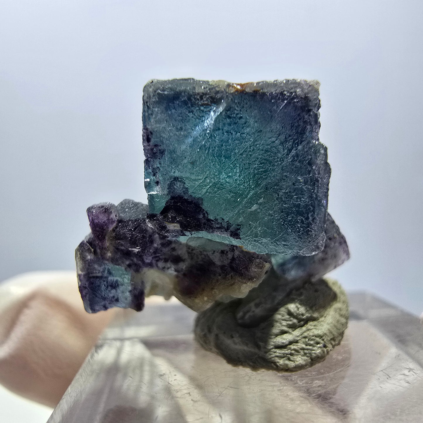 Seltene Phantom Fluorit Würfel Stufe, grün lila Okorusu, Namibia 24*18*12mm