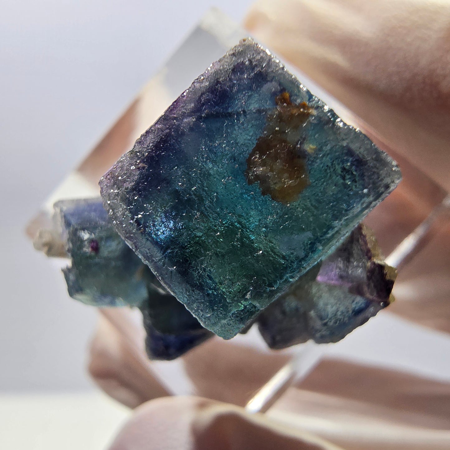 Seltene Phantom Fluorit Würfel Stufe, grün lila Okorusu, Namibia 24*18*12mm
