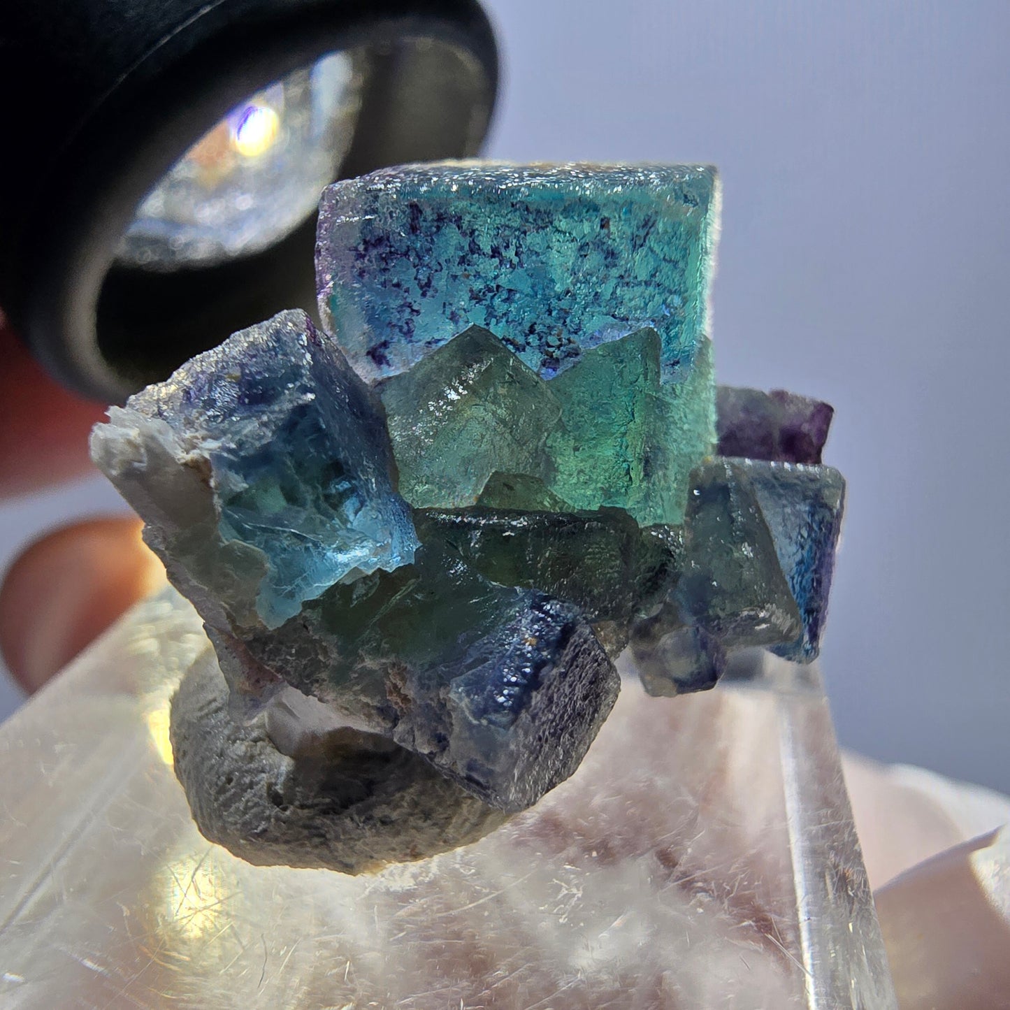 Seltene Phantom Fluorit Würfel Stufe, grün lila Okorusu, Namibia 24*18*12mm