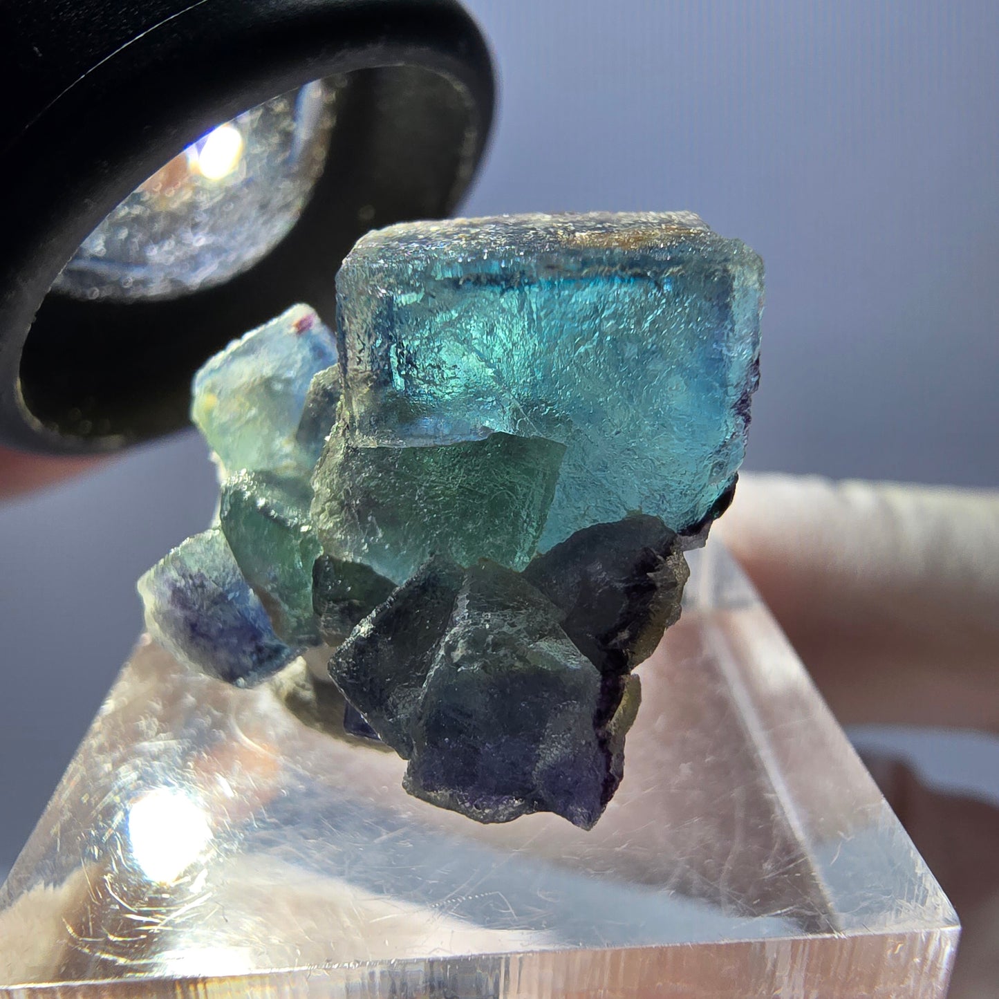 Seltene Phantom Fluorit Würfel Stufe, grün lila Okorusu, Namibia 24*18*12mm