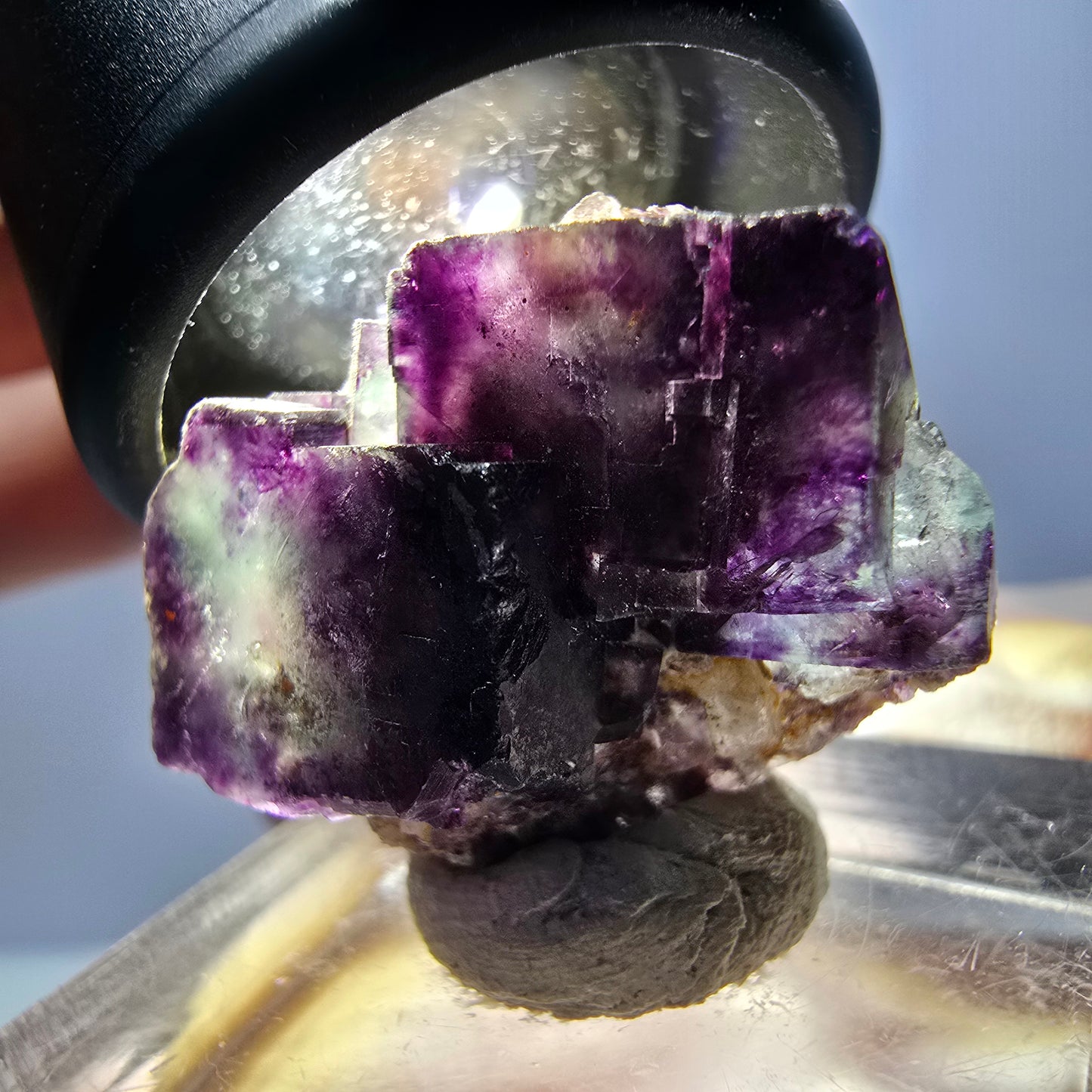 Seltene Phantom Fluorit Würfel Stufe, grün lila Okorusu, Namibia 265*18*13mm