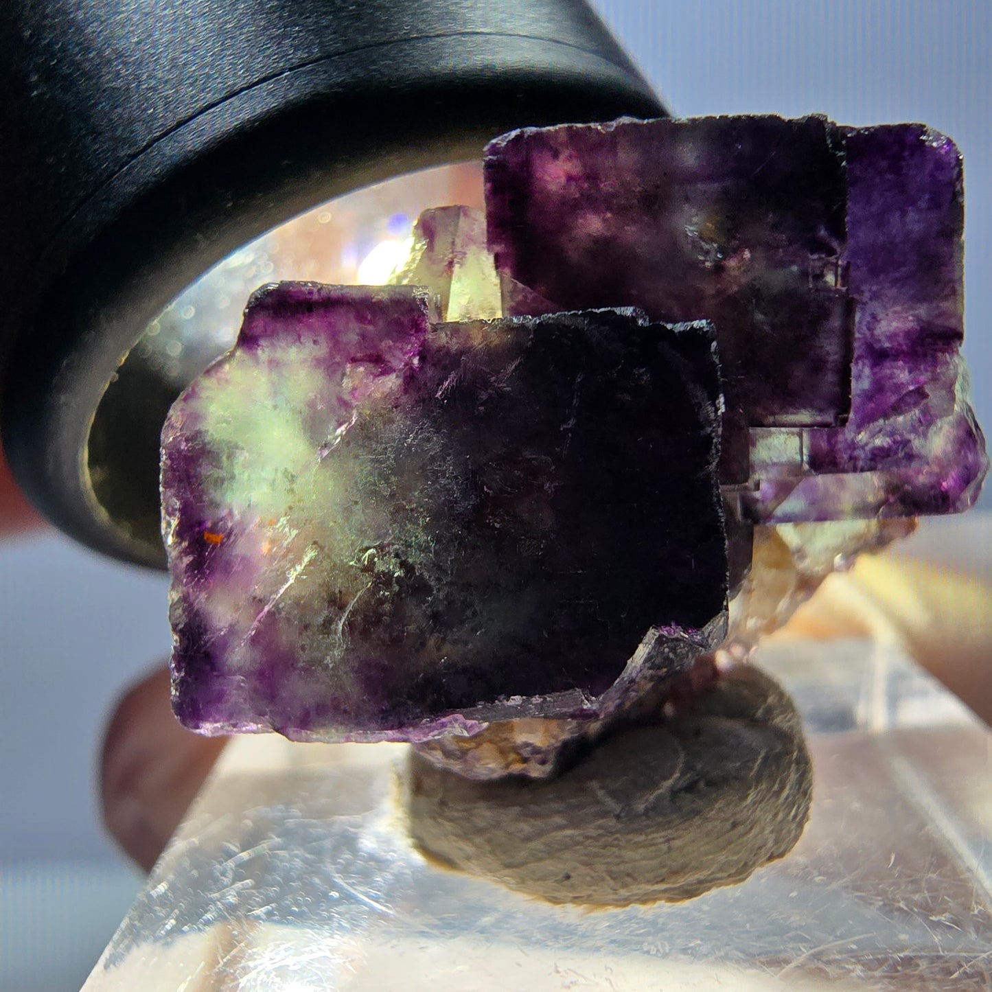 Seltene Phantom Fluorit Würfel Stufe, grün lila Okorusu, Namibia 265*18*13mm
