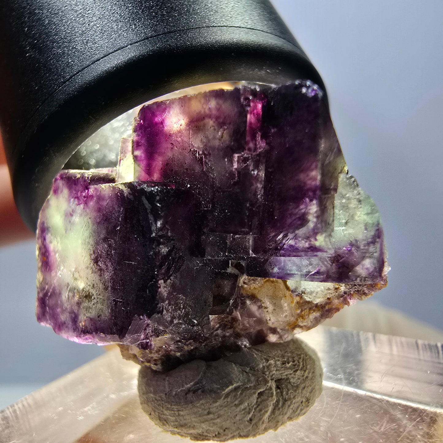 Seltene Phantom Fluorit Würfel Stufe, grün lila Okorusu, Namibia 265*18*13mm