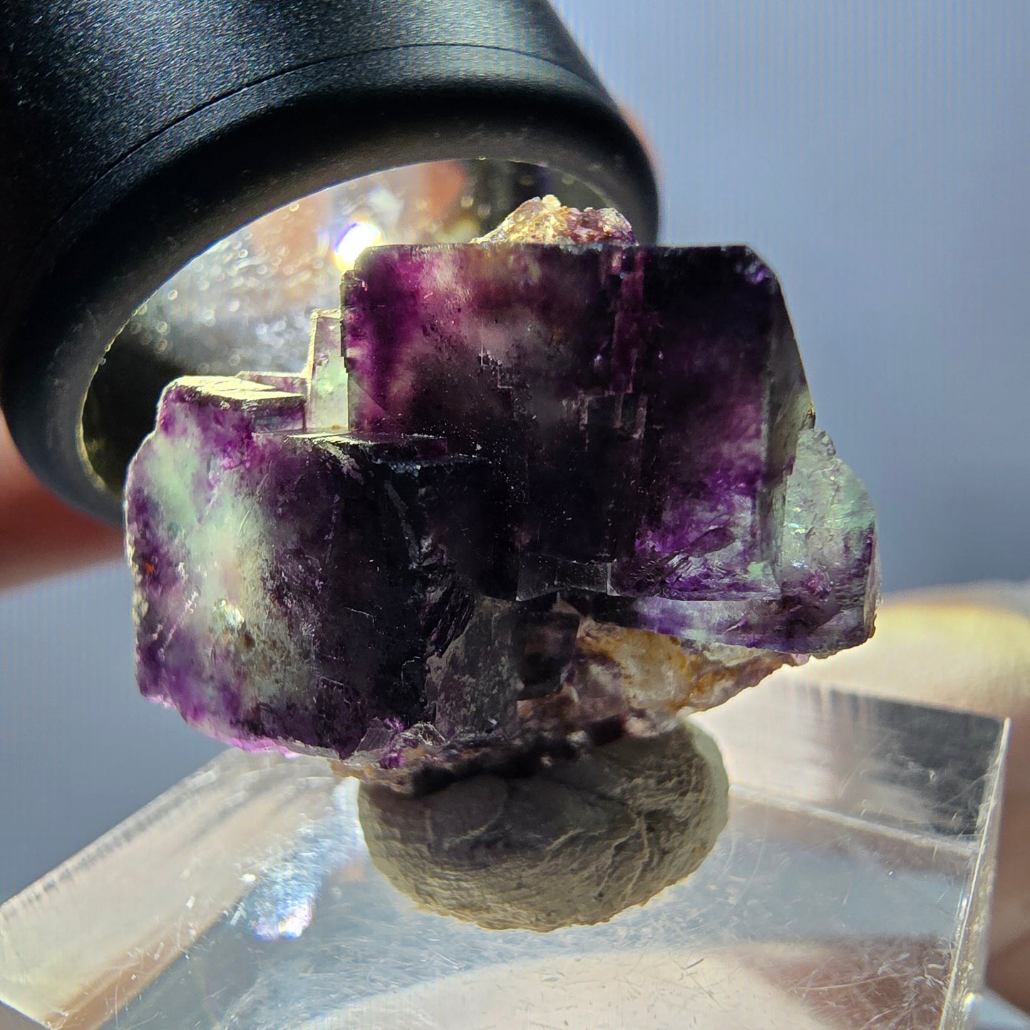 Seltene Phantom Fluorit Würfel Stufe, grün lila Okorusu, Namibia 265*18*13mm