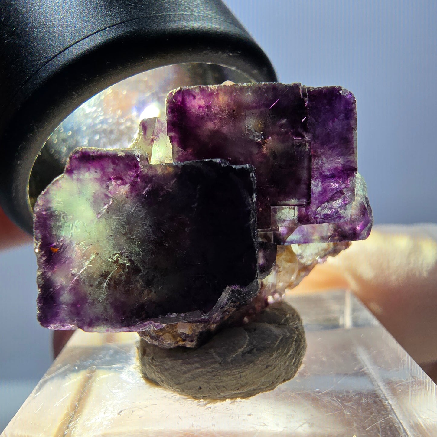Seltene Phantom Fluorit Würfel Stufe, grün lila Okorusu, Namibia 265*18*13mm