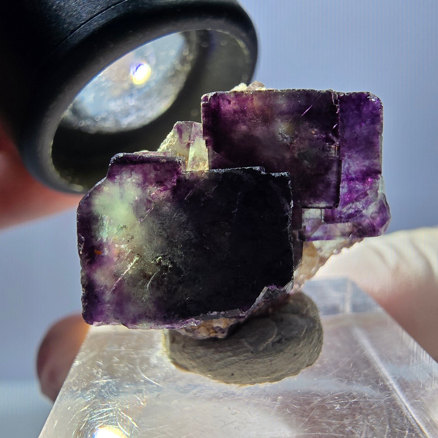 Seltene Phantom Fluorit Würfel Stufe, grün lila Okorusu, Namibia 265*18*13mm