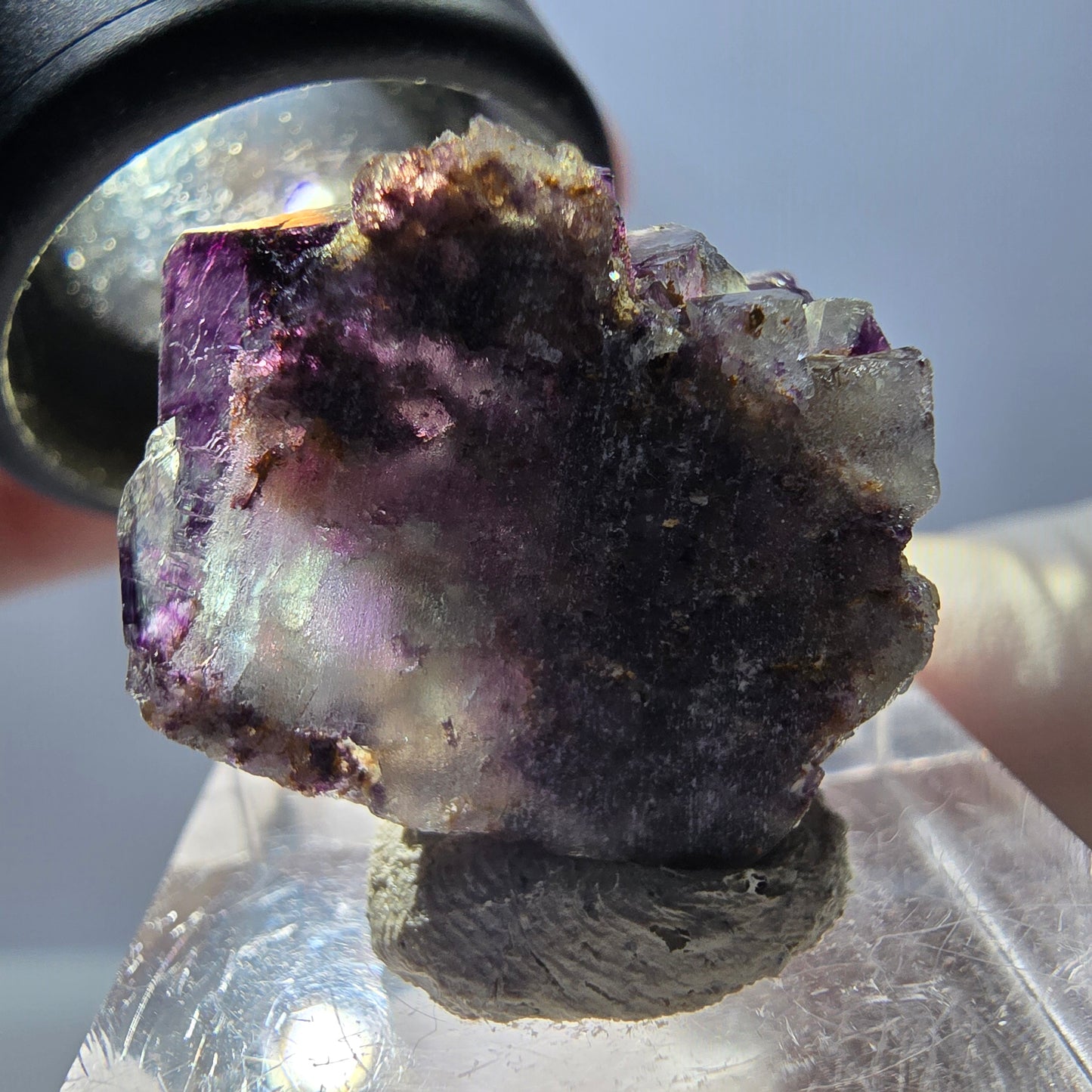 Seltene Phantom Fluorit Würfel Stufe, grün lila Okorusu, Namibia 265*18*13mm